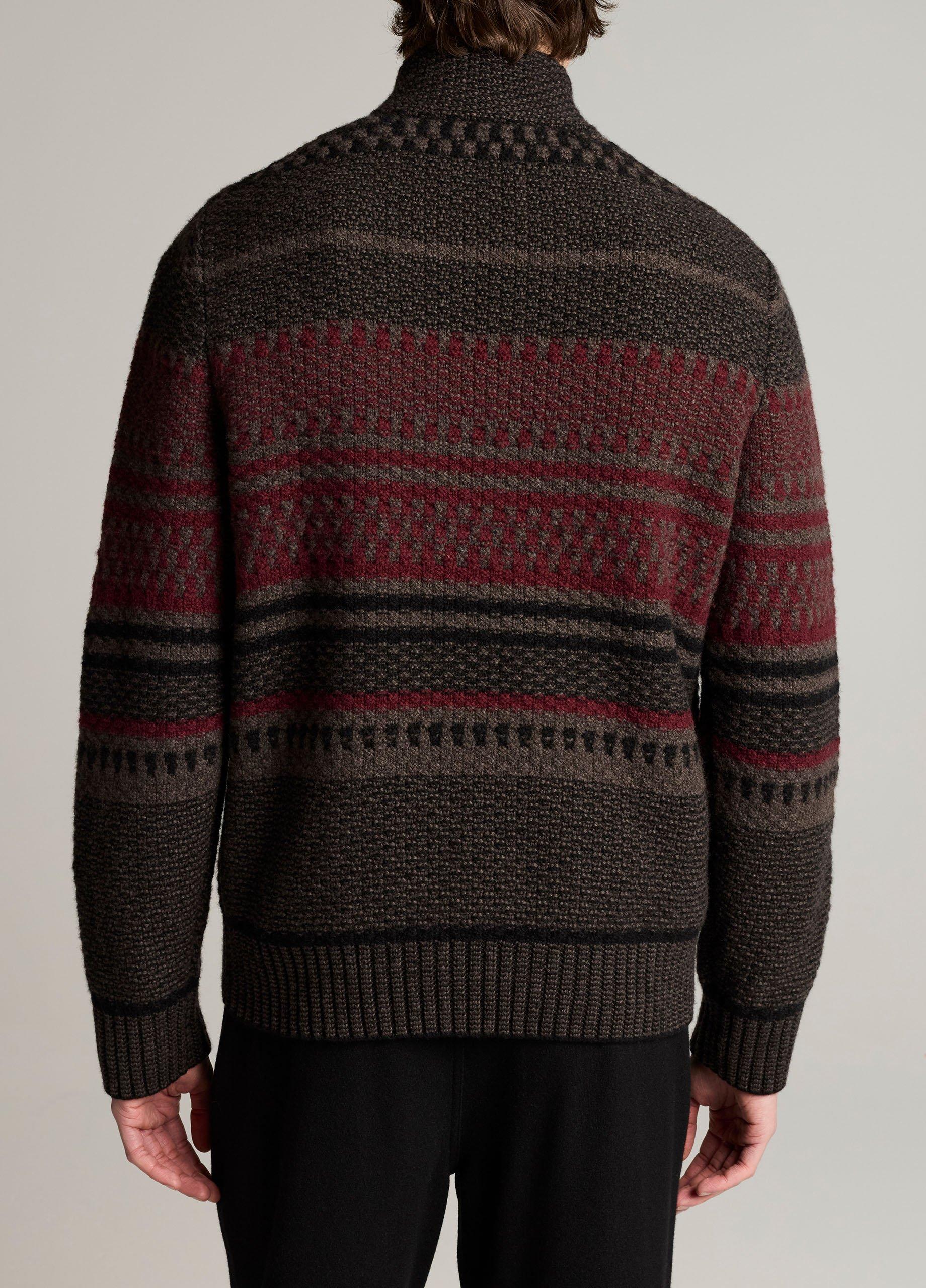 Merino Wool-Blend Variegated Jacquard Quarter-Zip Sweater image number 2