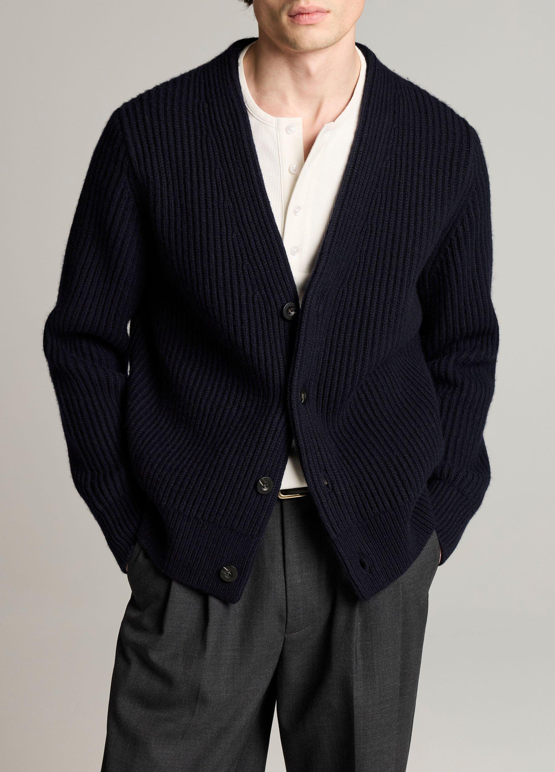 Ribbed Merino Wool-Blend Cardigan image number 0