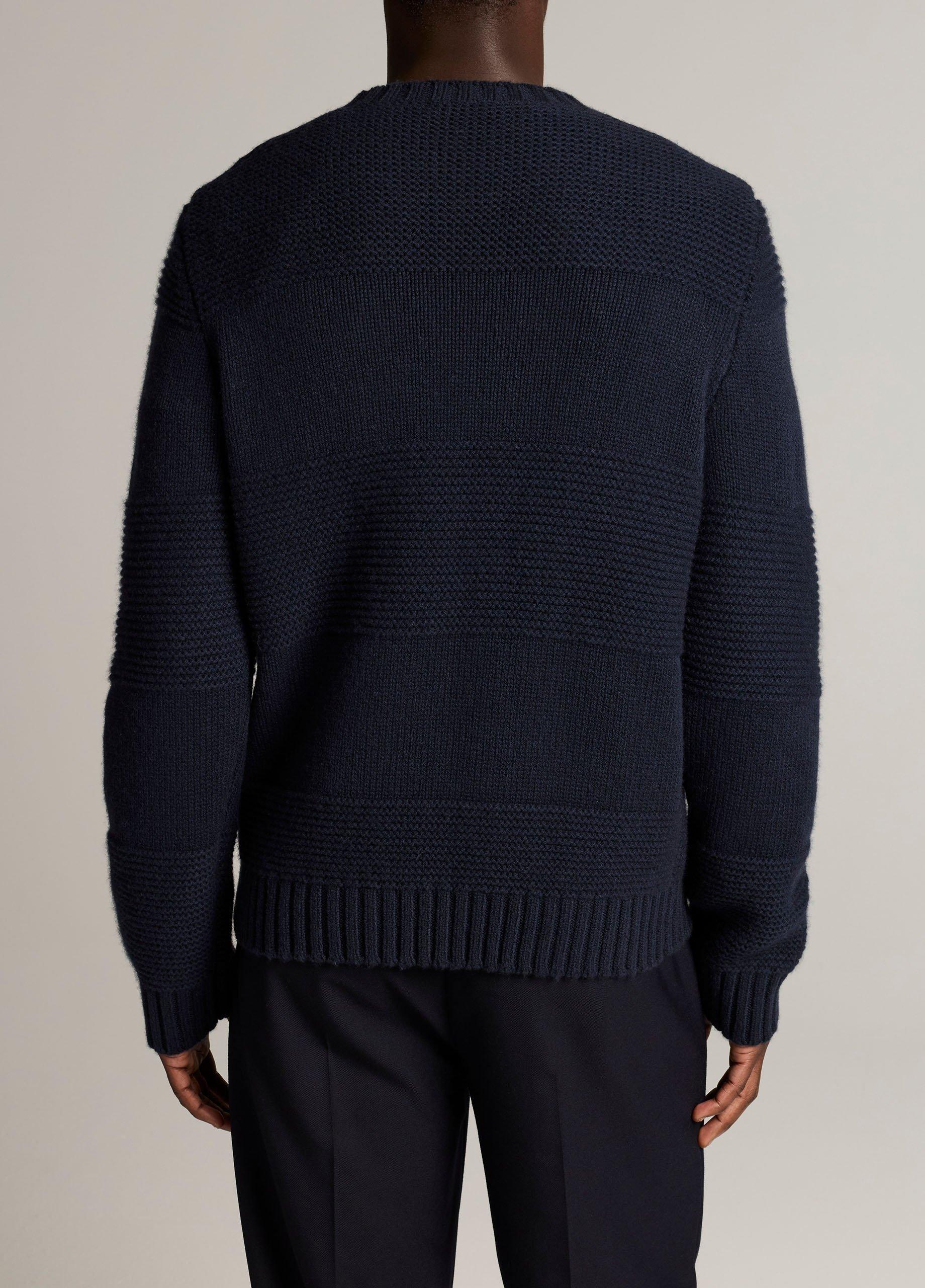 Garter-Stitched Rugby Stripe Wool Sweater image number 2