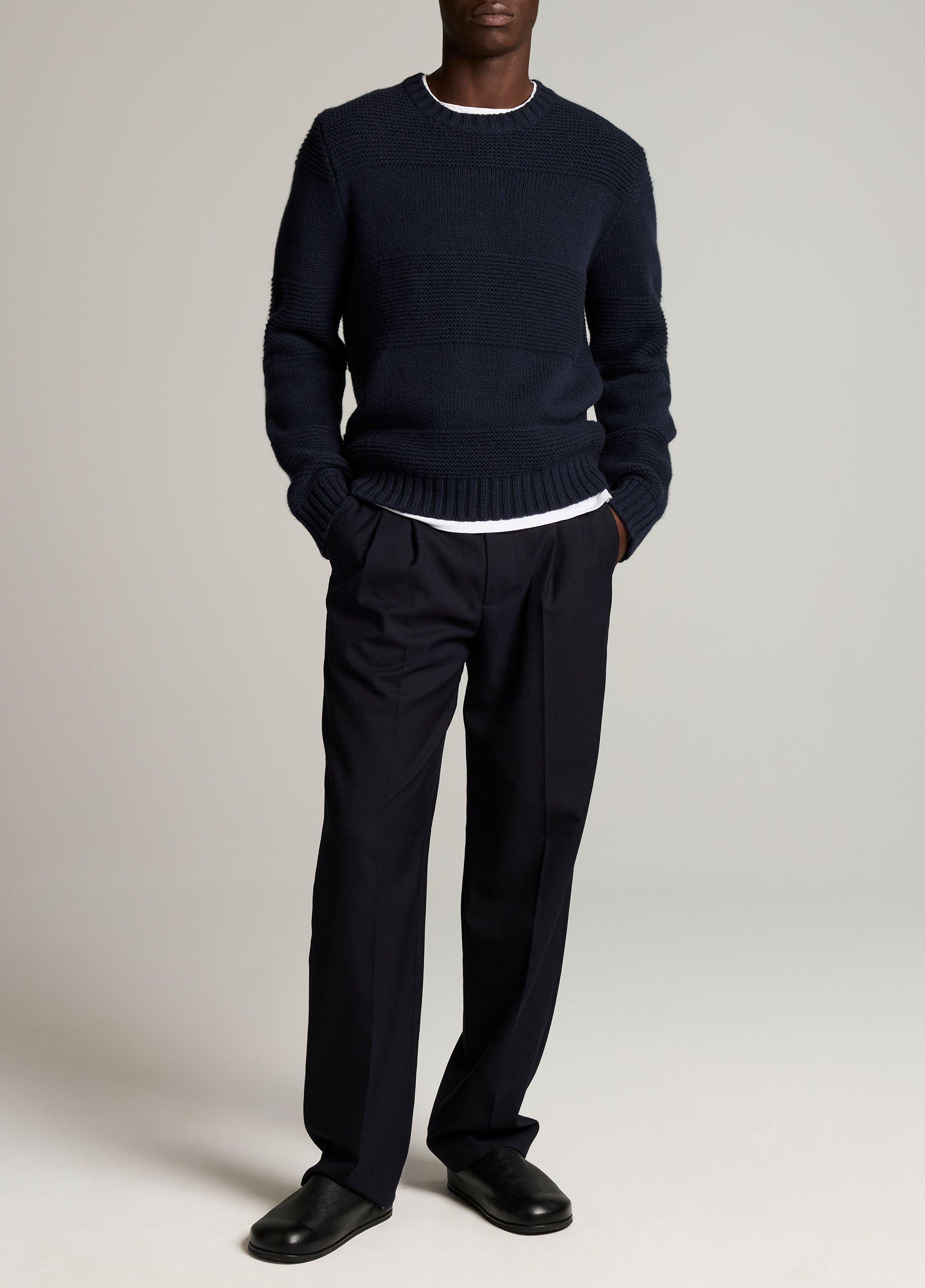 Garter-Stitched Rugby Stripe Wool Sweater image number 3
