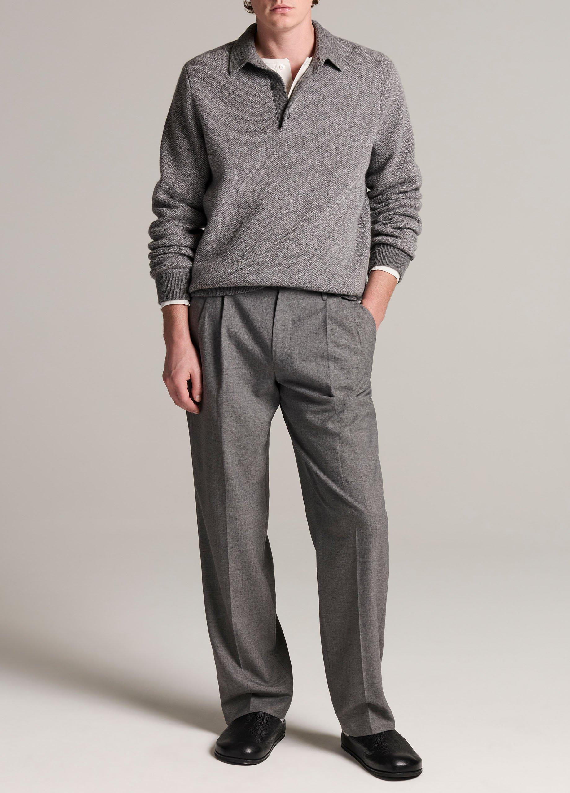 Louie Relaxed Twill Double-Pleated Trouser image number 0