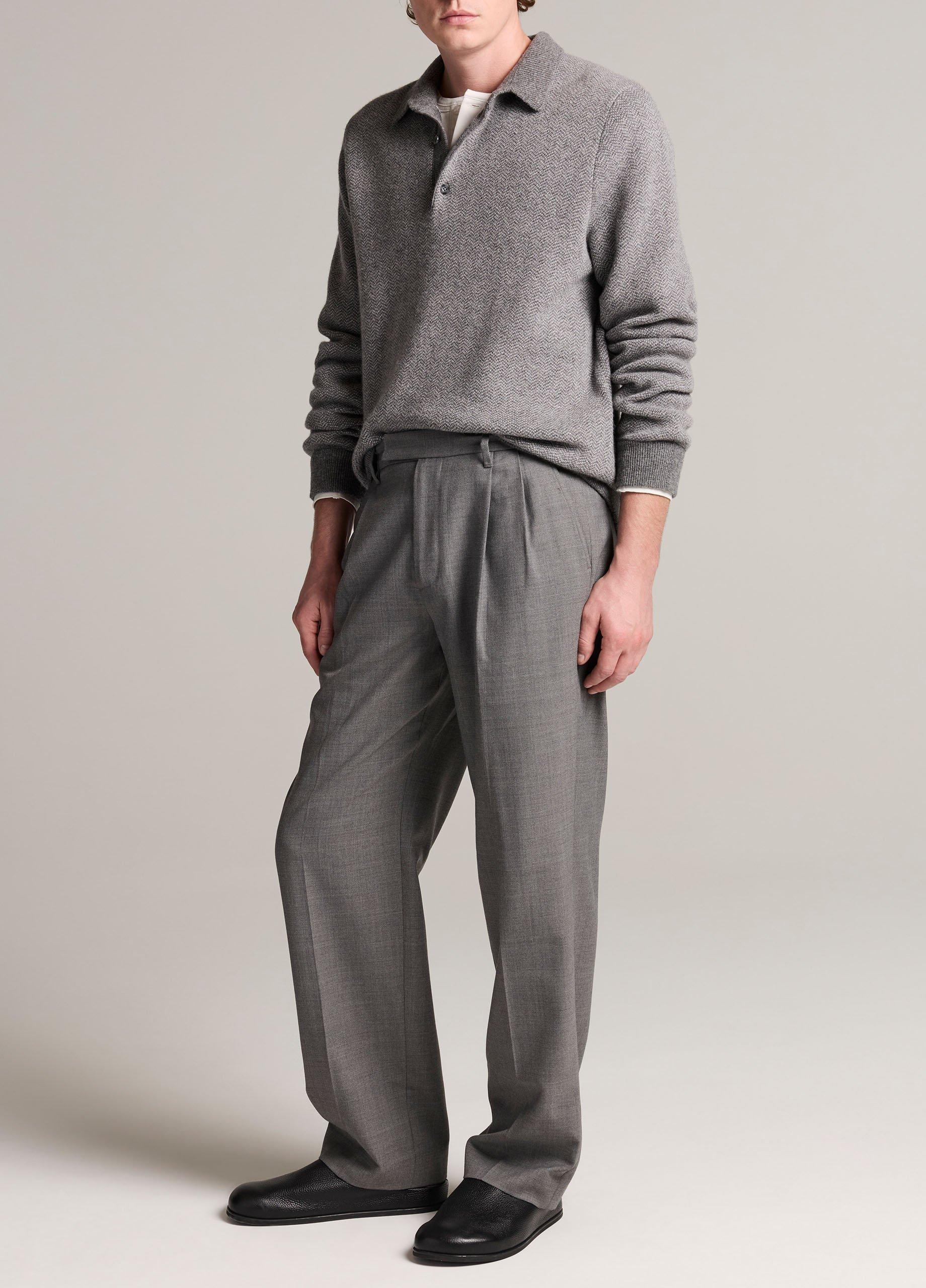 Louie Relaxed Twill Double-Pleated Trouser image number 1