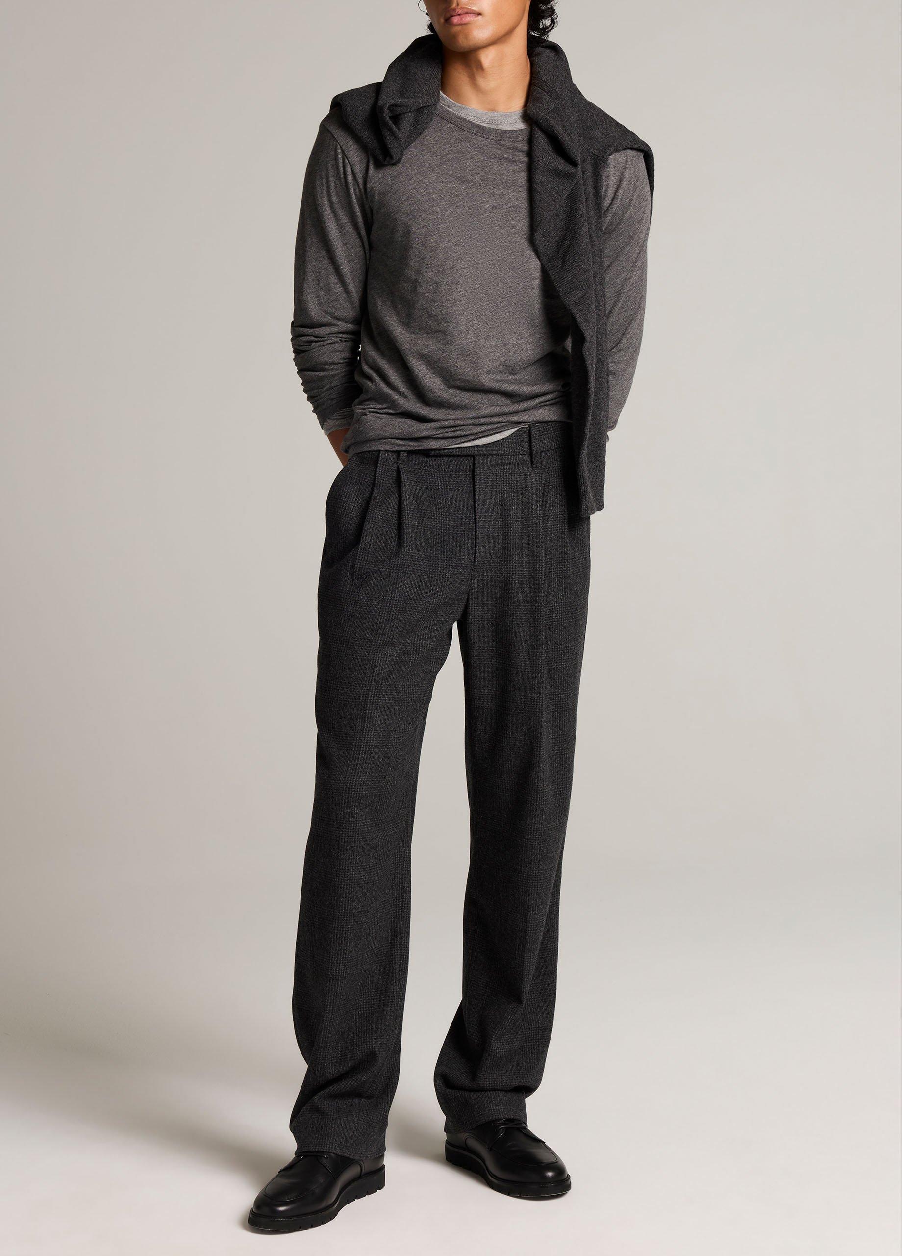 Louie Relaxed Aiken Plaid Wool-Blend Double-Pleated Trouser image number 0