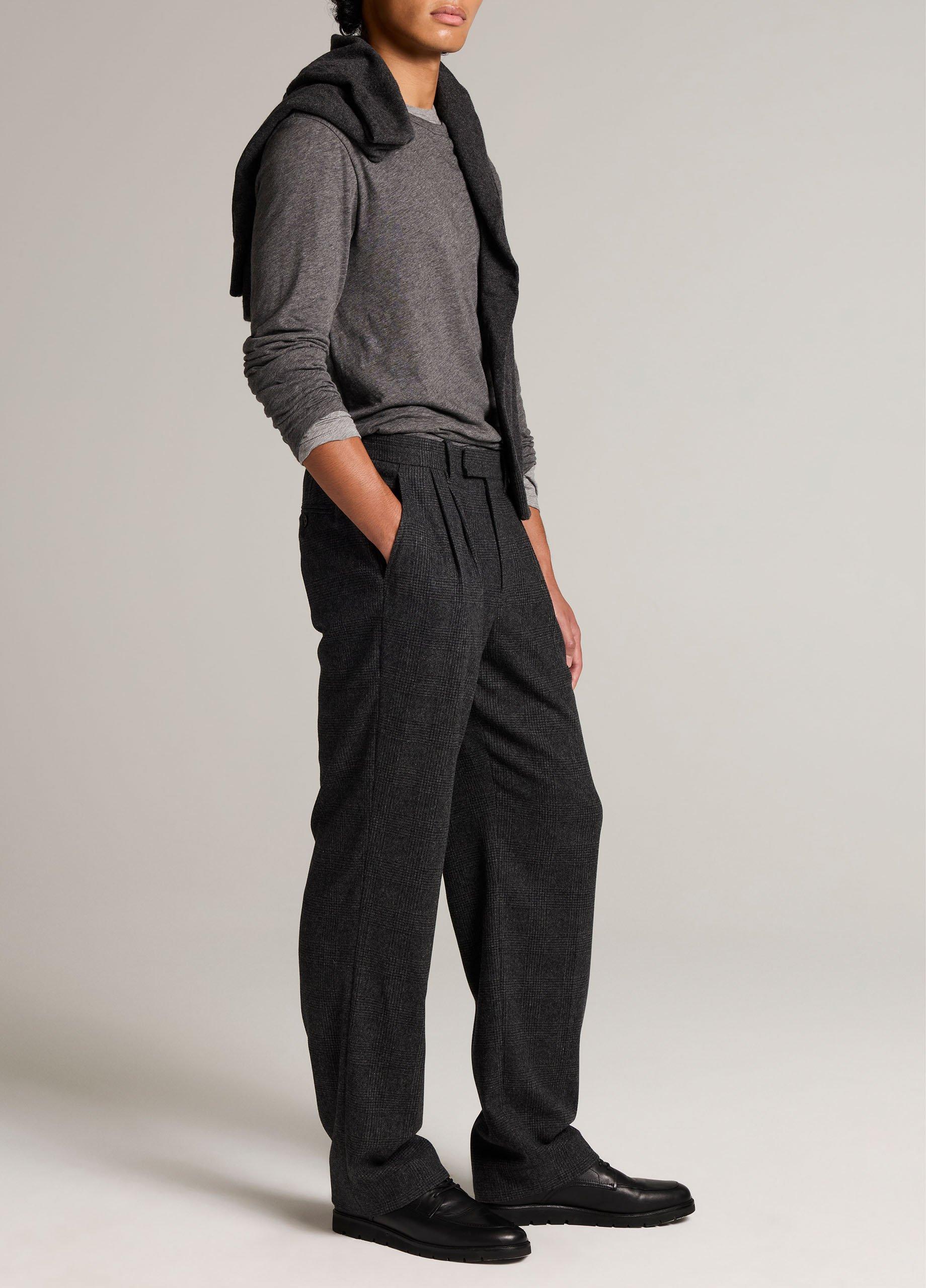 Louie Relaxed Aiken Plaid Wool-Blend Double-Pleated Trouser image number 1