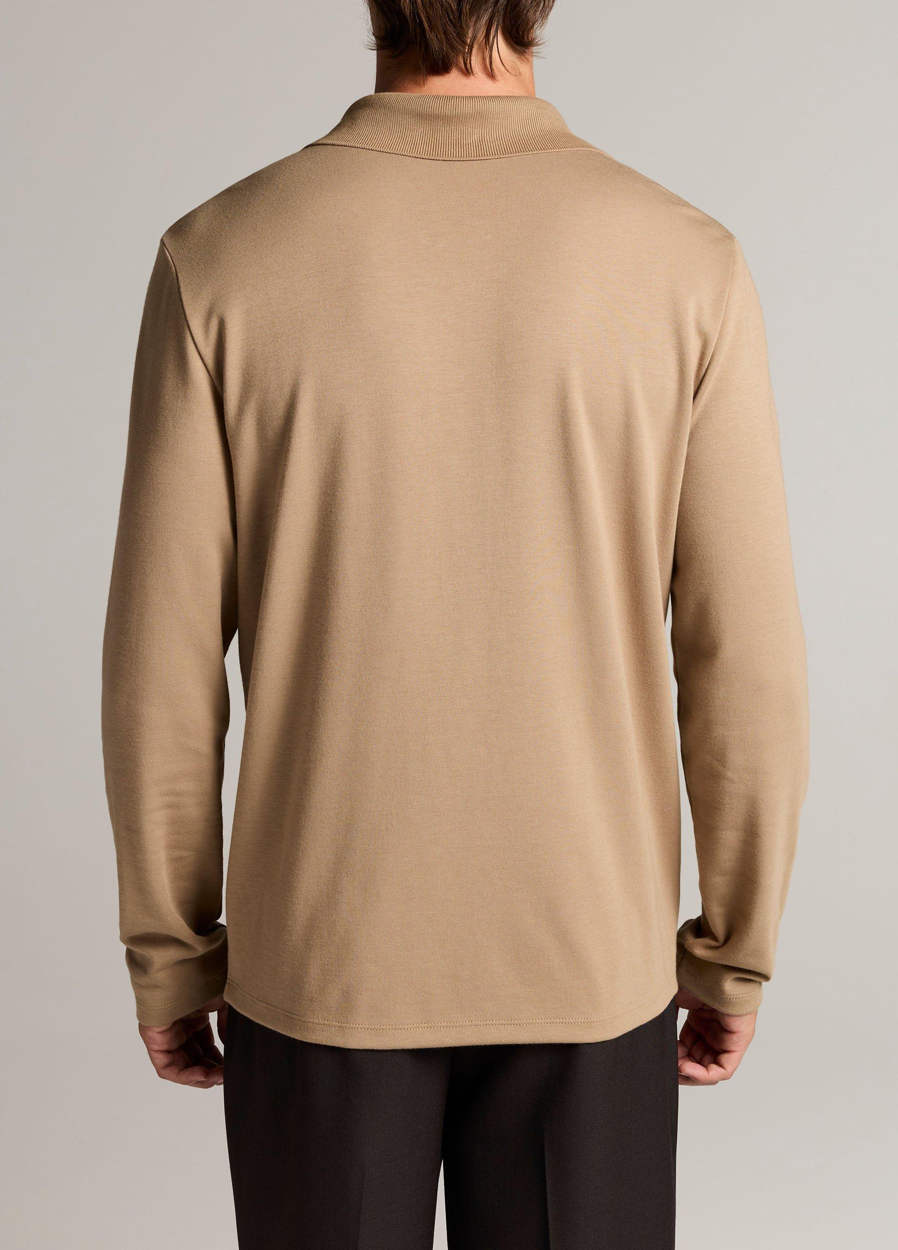 Pima Cotton-Blend Milano Long-Sleeve Polo Shirt image number 2