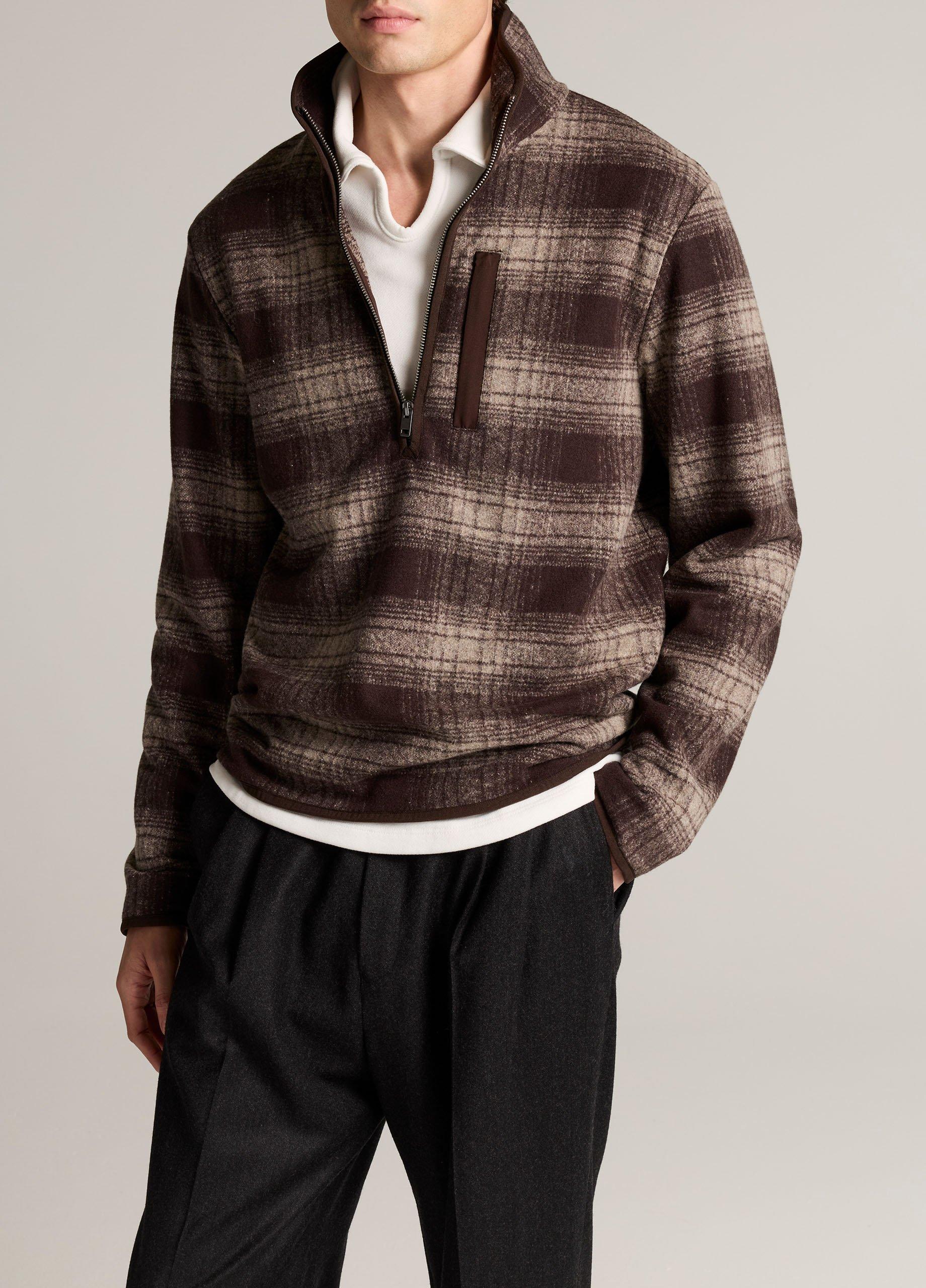 Donegal Plaid Wool & Cotton-Blend Half-Zip Pullover image number 0