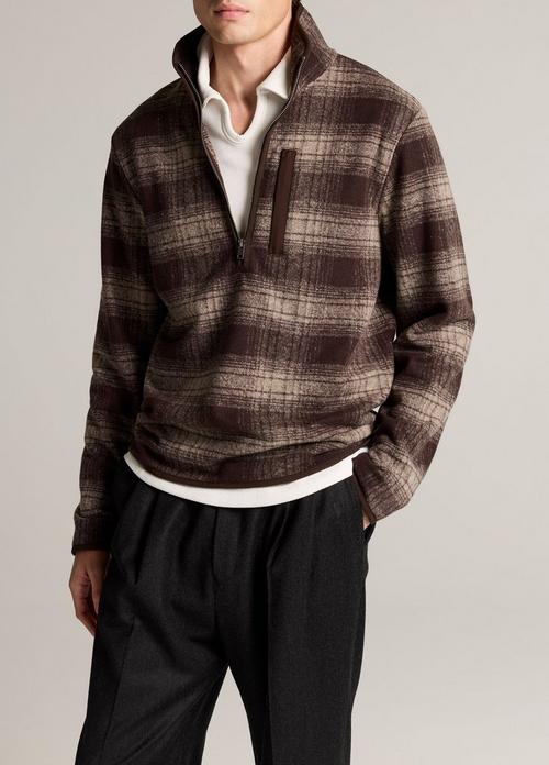 Donegal Plaid Wool & Cotton-Blend Half-Zip Pullover