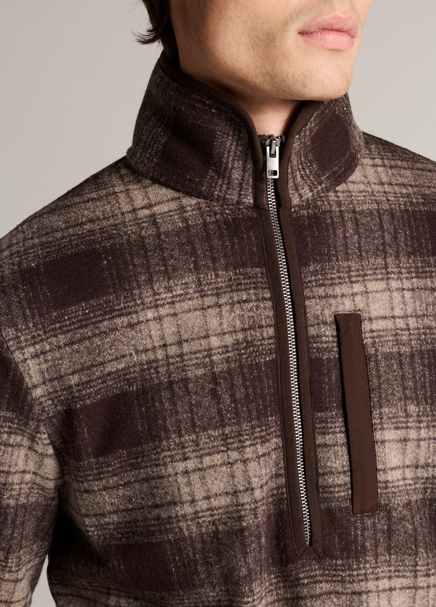 Donegal Plaid Wool & Cotton-Blend Half-Zip Pullover image number 1