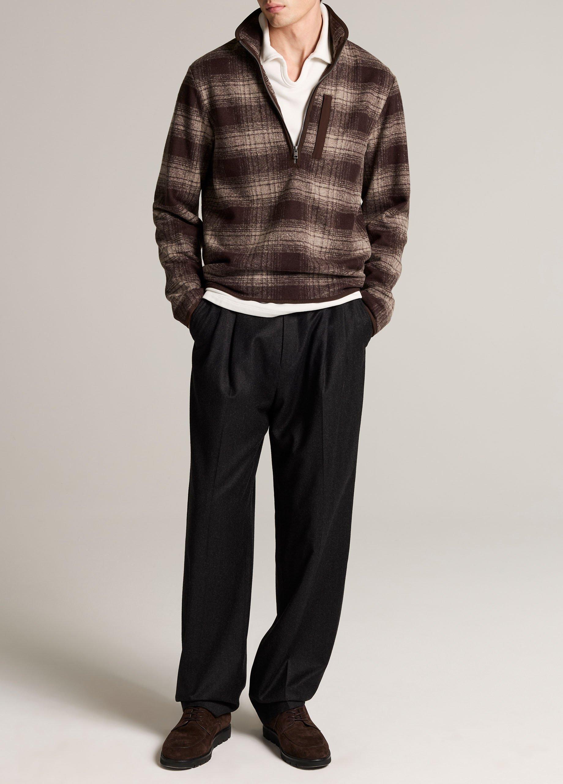 Donegal Plaid Wool & Cotton-Blend Half-Zip Pullover image number 3
