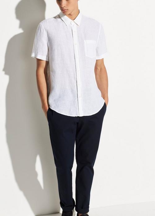빈스 셔츠 Vince Linen Short Sleeve,OPTIC WHITE