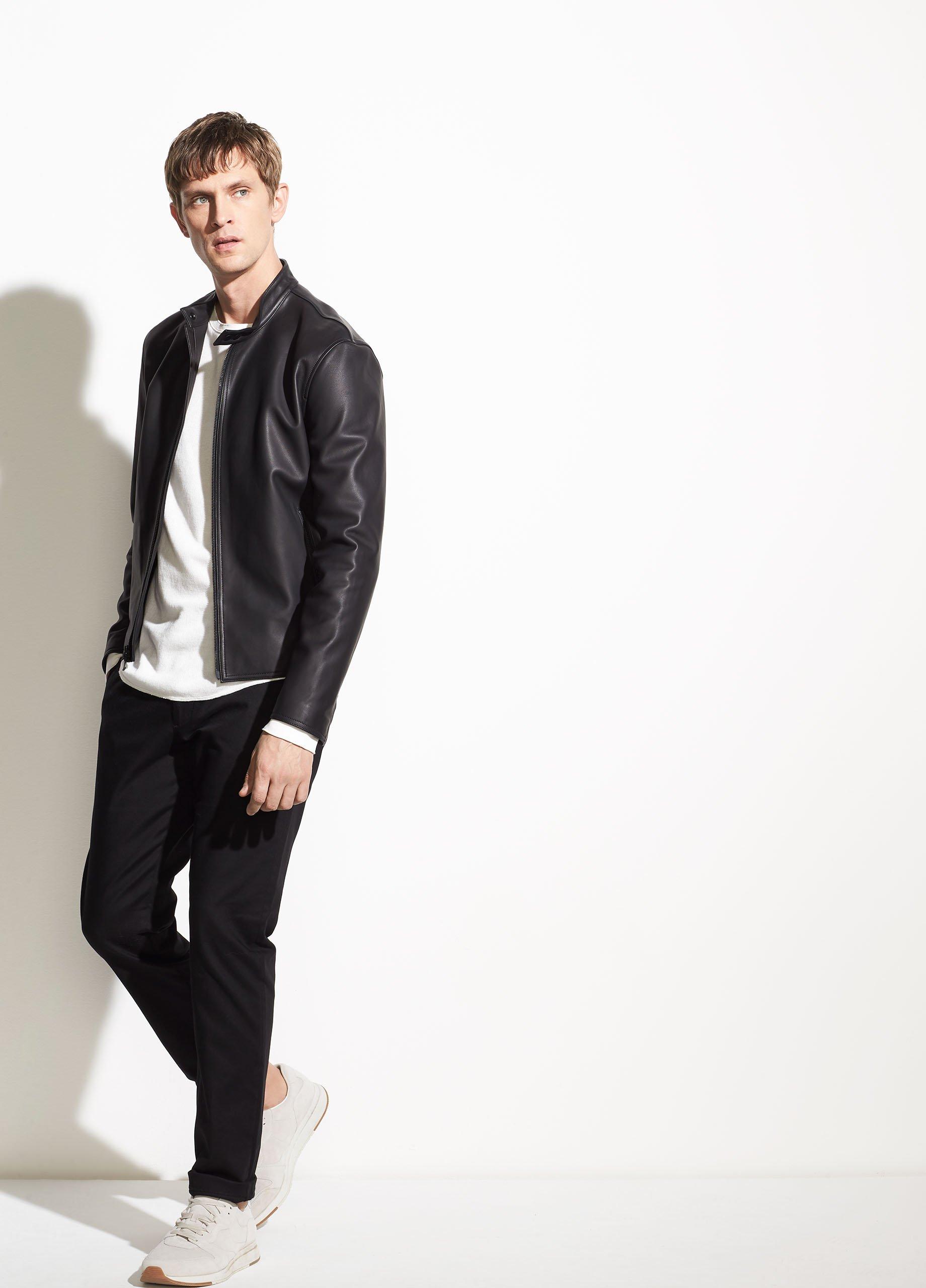 Leather Caf&eacute; Racer Jacket image number 3