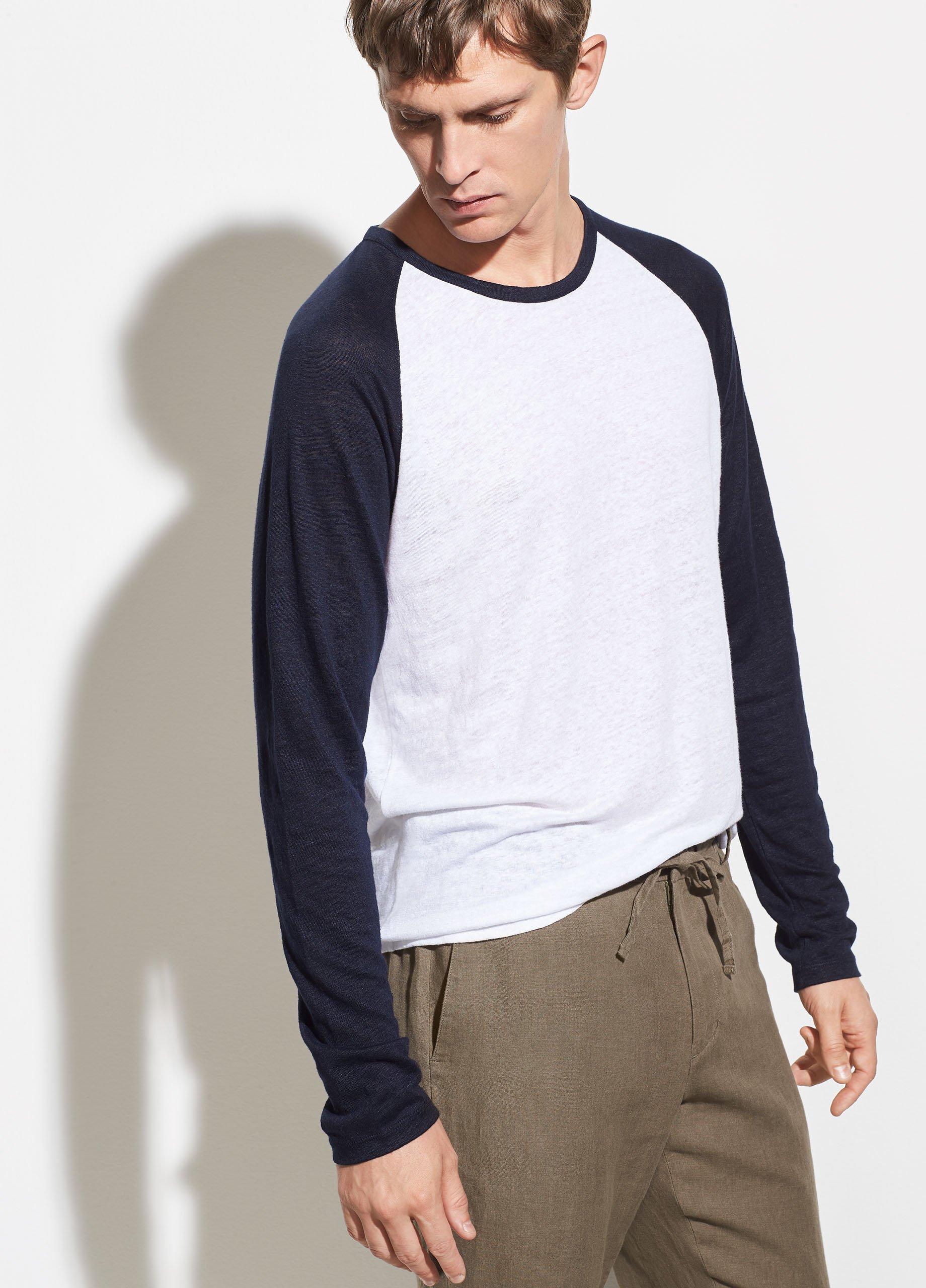 Linen Baseball Crew Neck T-Shirt image number 1