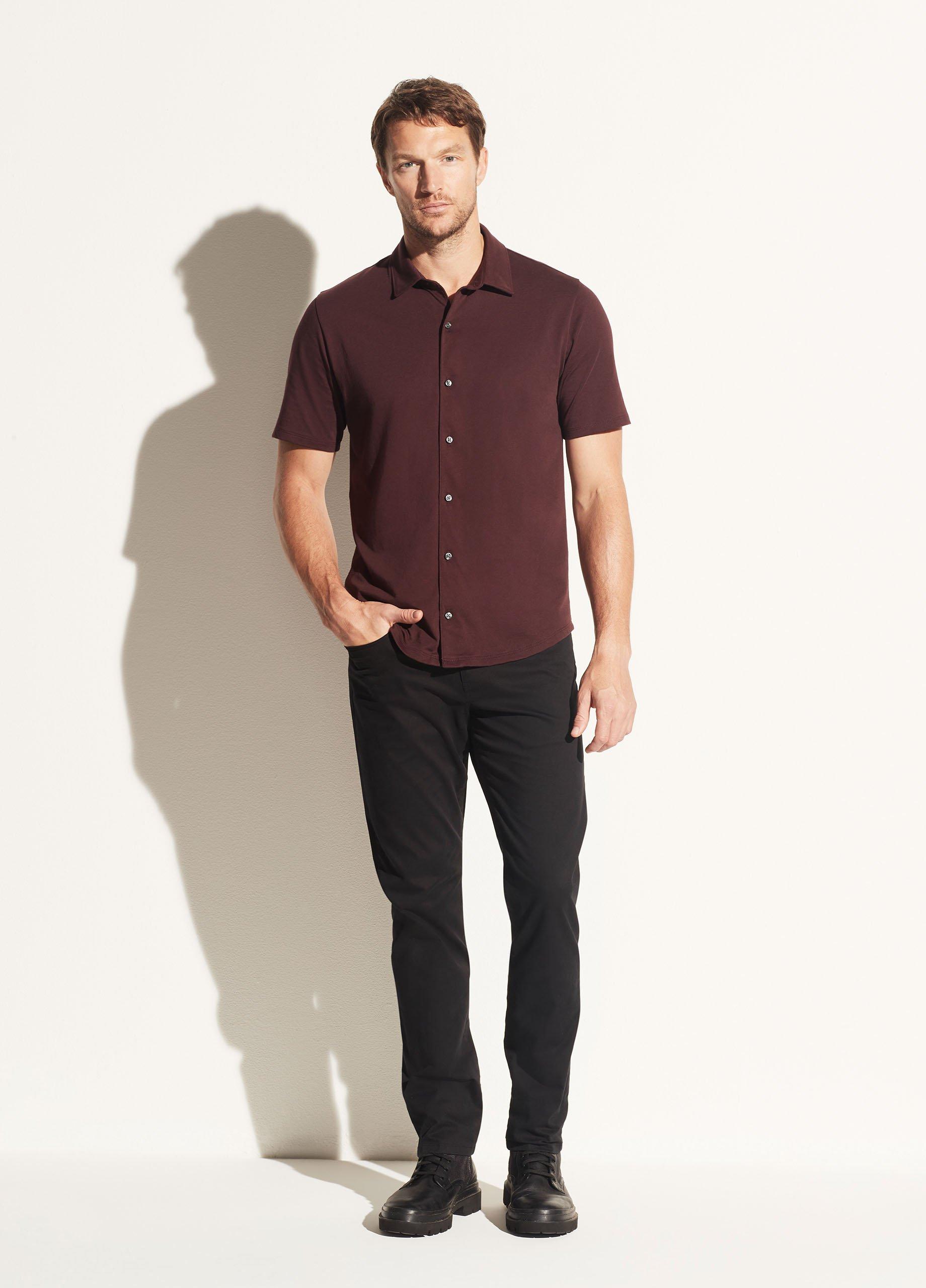 Pima Jersey Short Sleeve Button Down Shirt image number 1