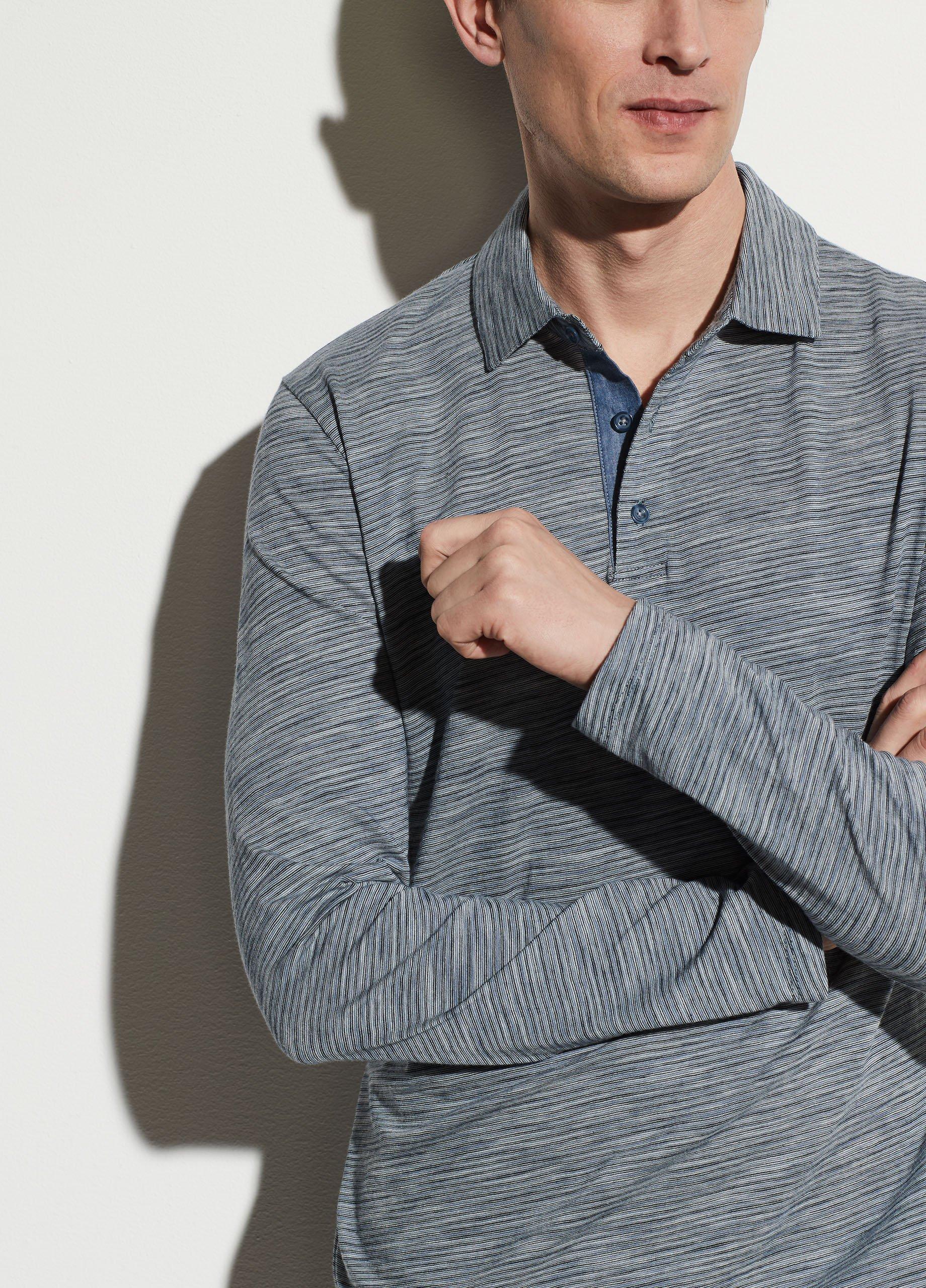 Long Sleeve Stripe Polo image number 1