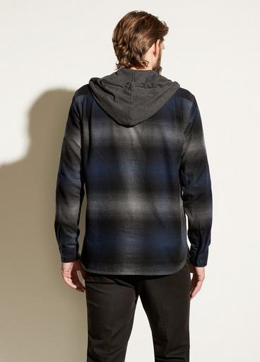 Ombre Plaid Hooded Overshirt image number 3