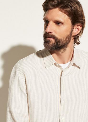 Linen Stripe Long Sleeve Button Down image number 0