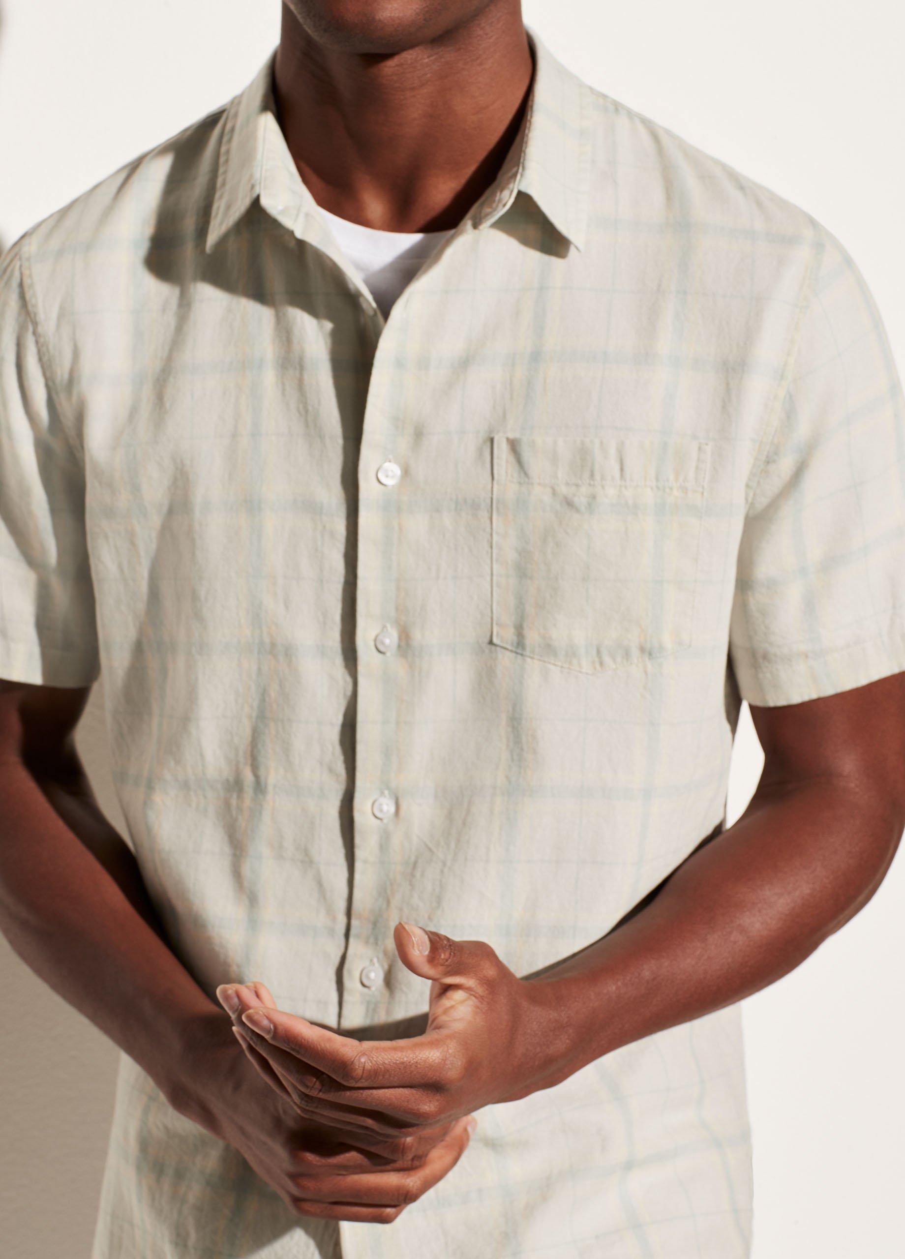 Linen Plaid Short Sleeve Shirt