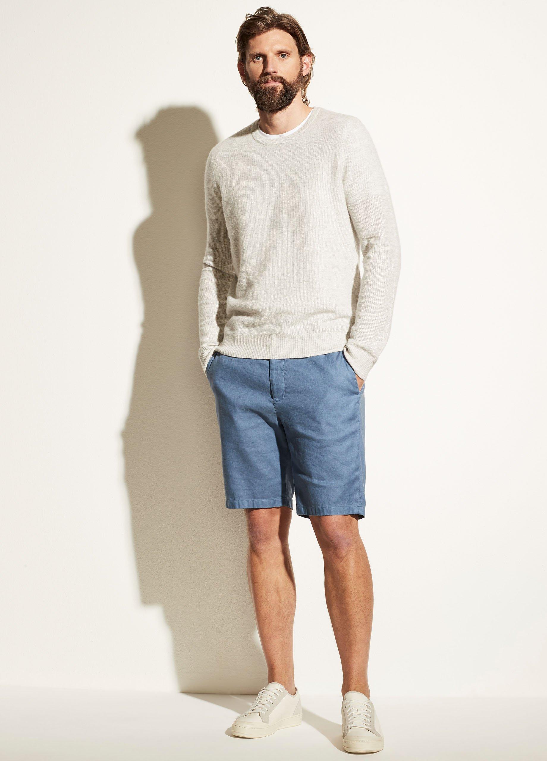 Cashmere Linen Tuck Stitch Crew image number 3