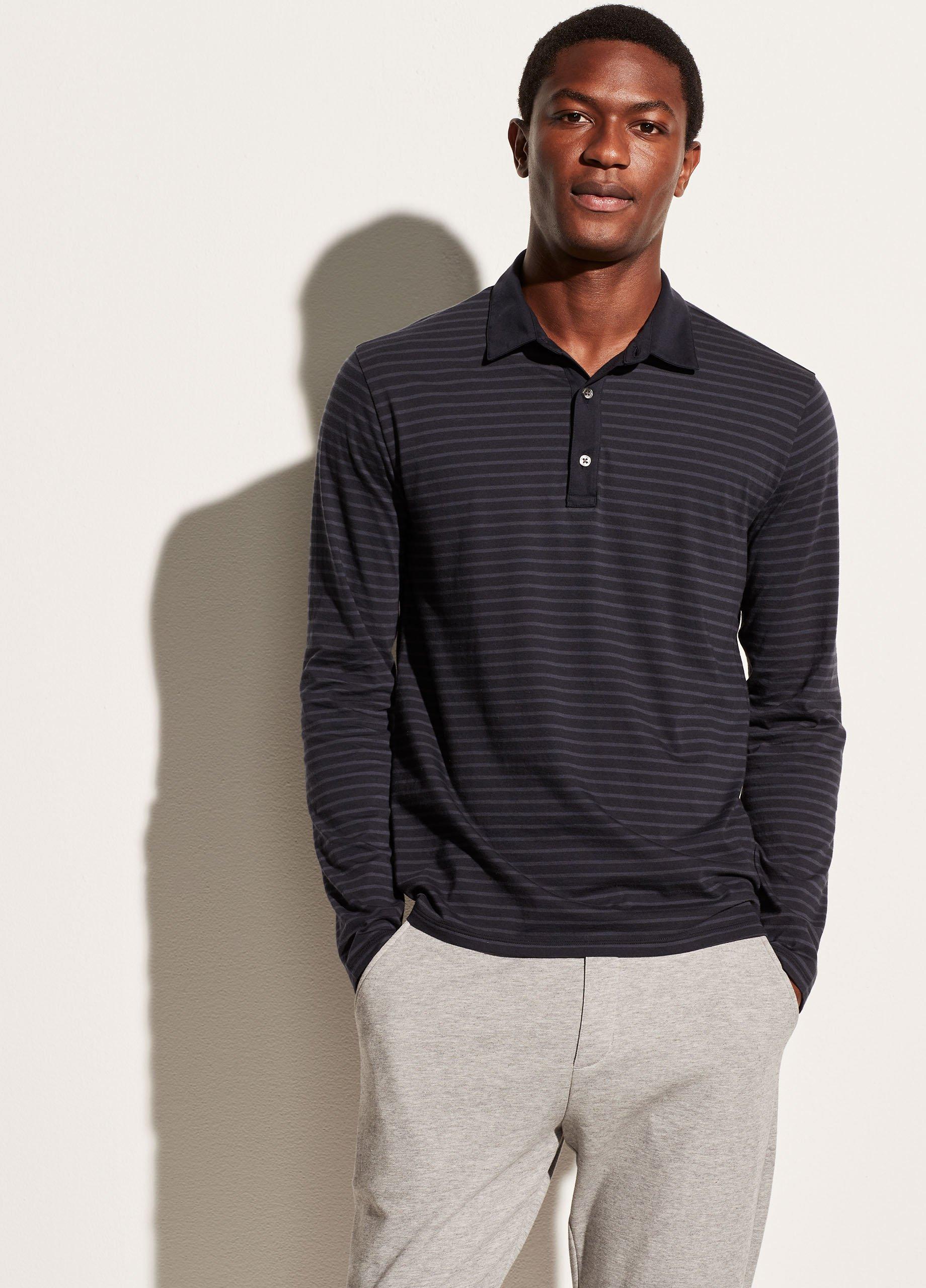 Tonal Stripe Long Sleeve Polo image number 1