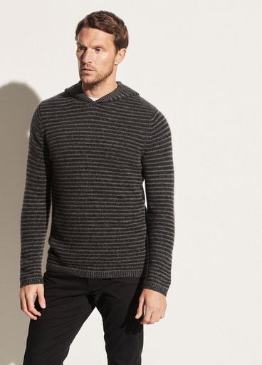 Plush Cashmere Stripe Pull Over Hoodie image number 0