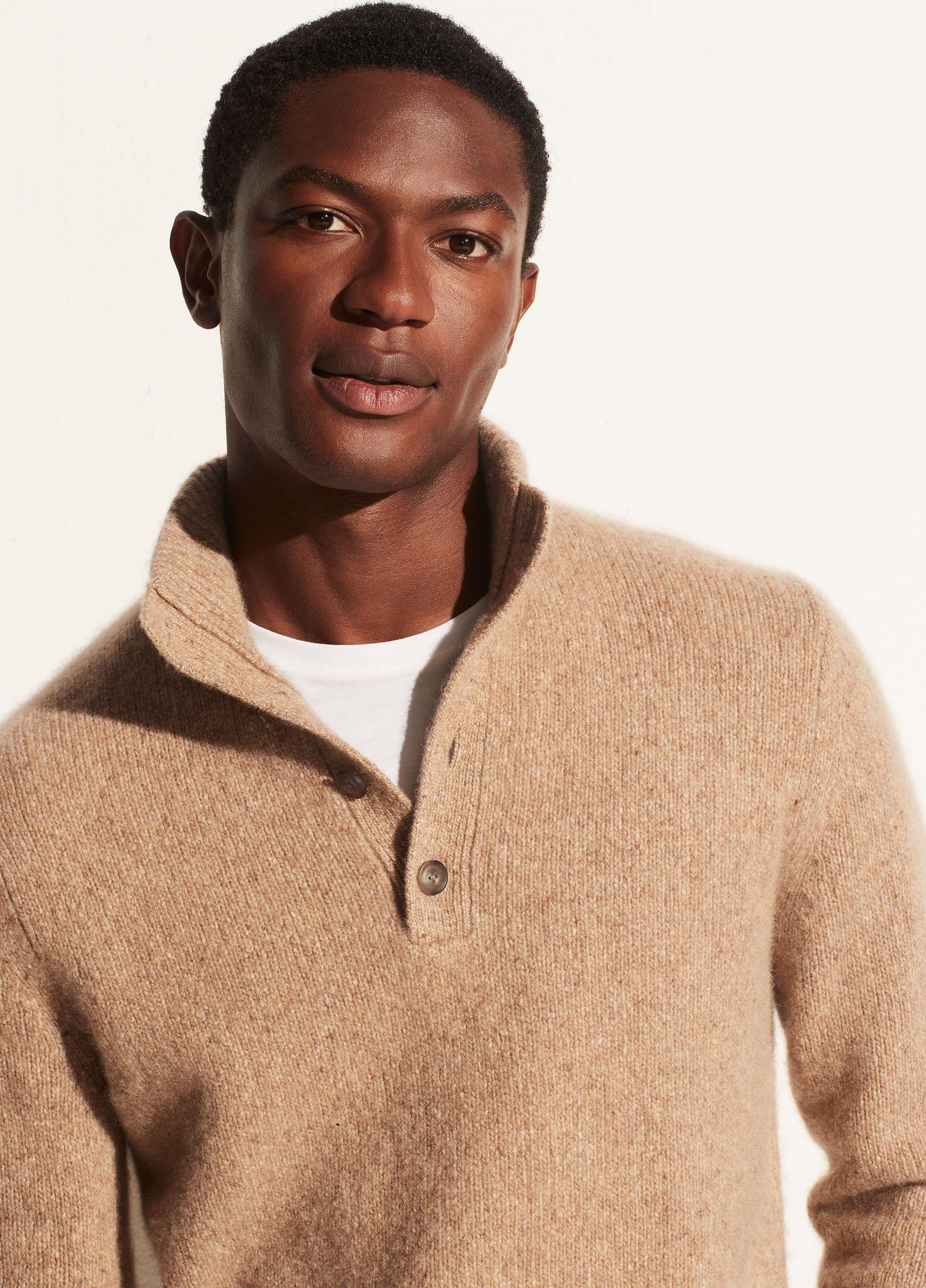 Cashmere Donegal Button Mock Neck image number 1