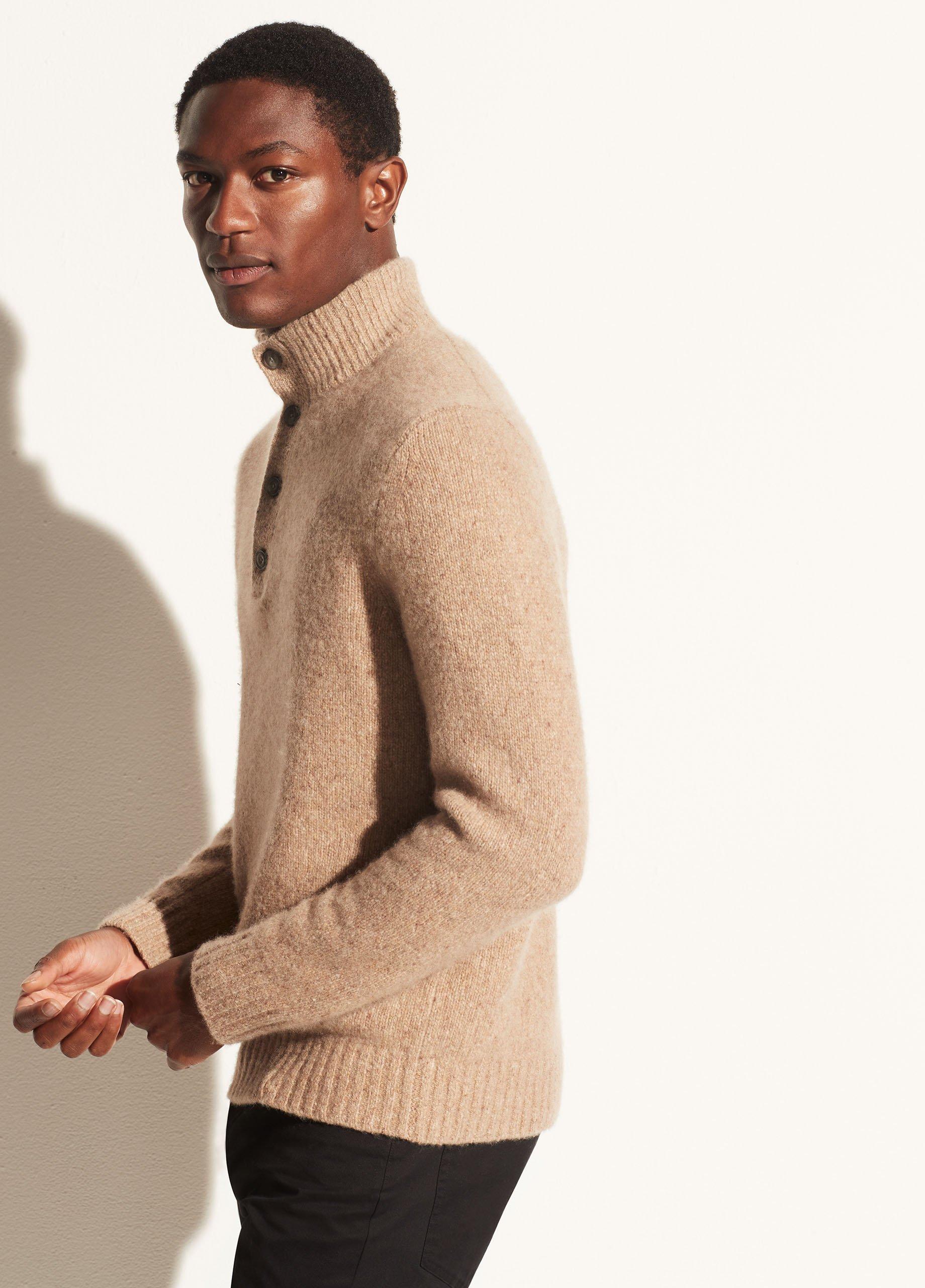 Cashmere Donegal Button Mock Neck image number 2