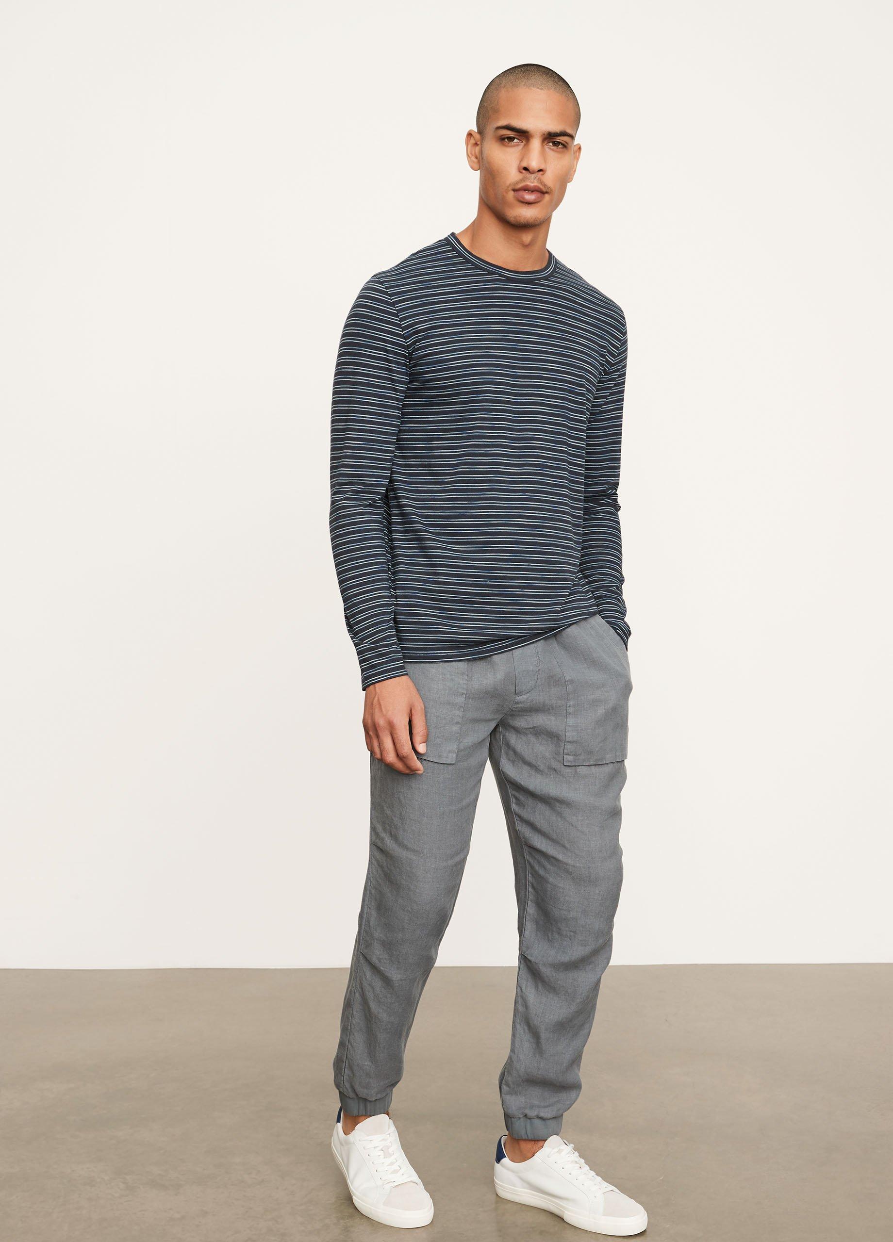 Space Dye Tonal Stripe Long Sleeve Crew in Vince Products Men | Vince