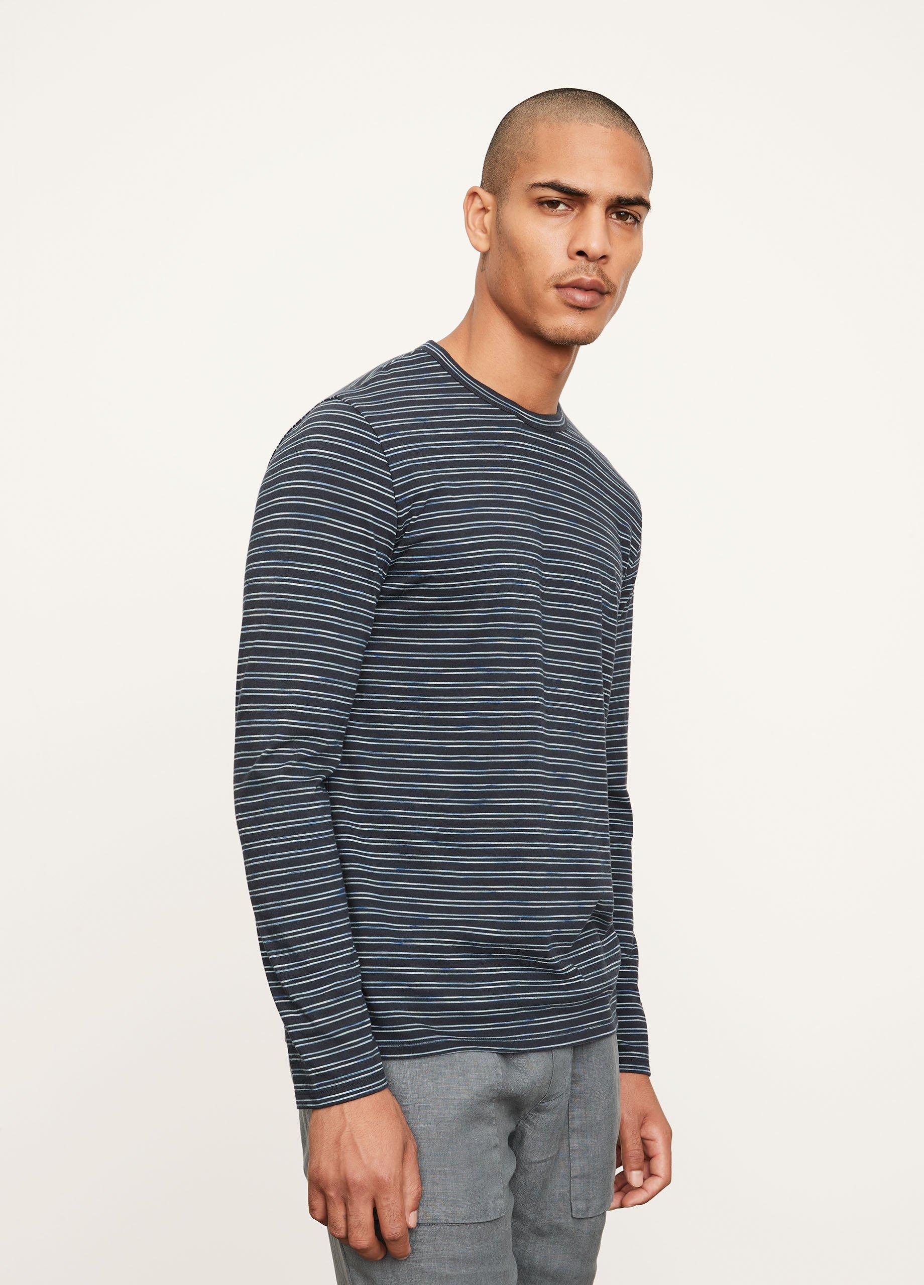 Space Dye Tonal Stripe Long Sleeve Crew in Vince Products Men | Vince