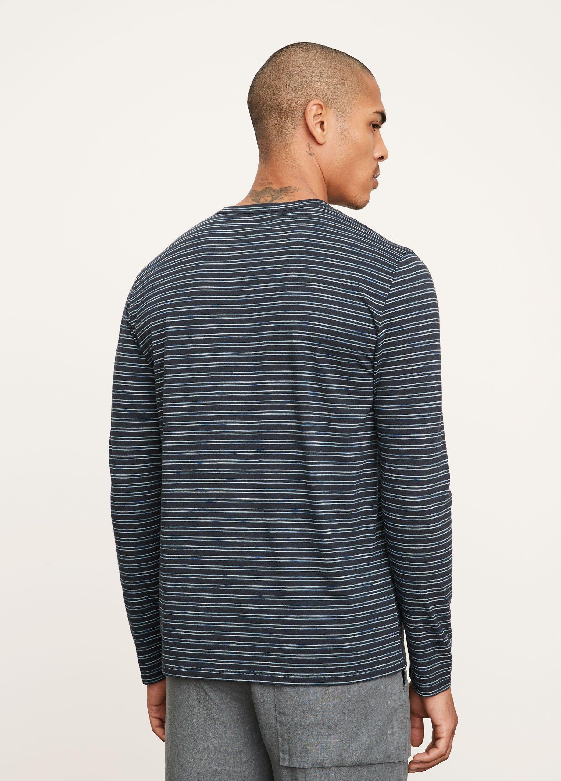 Space Dye Tonal Stripe Long Sleeve Crew in Vince Products Men | Vince