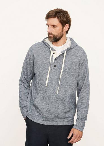 Textured Double Knit Henley Hoodie image number 1