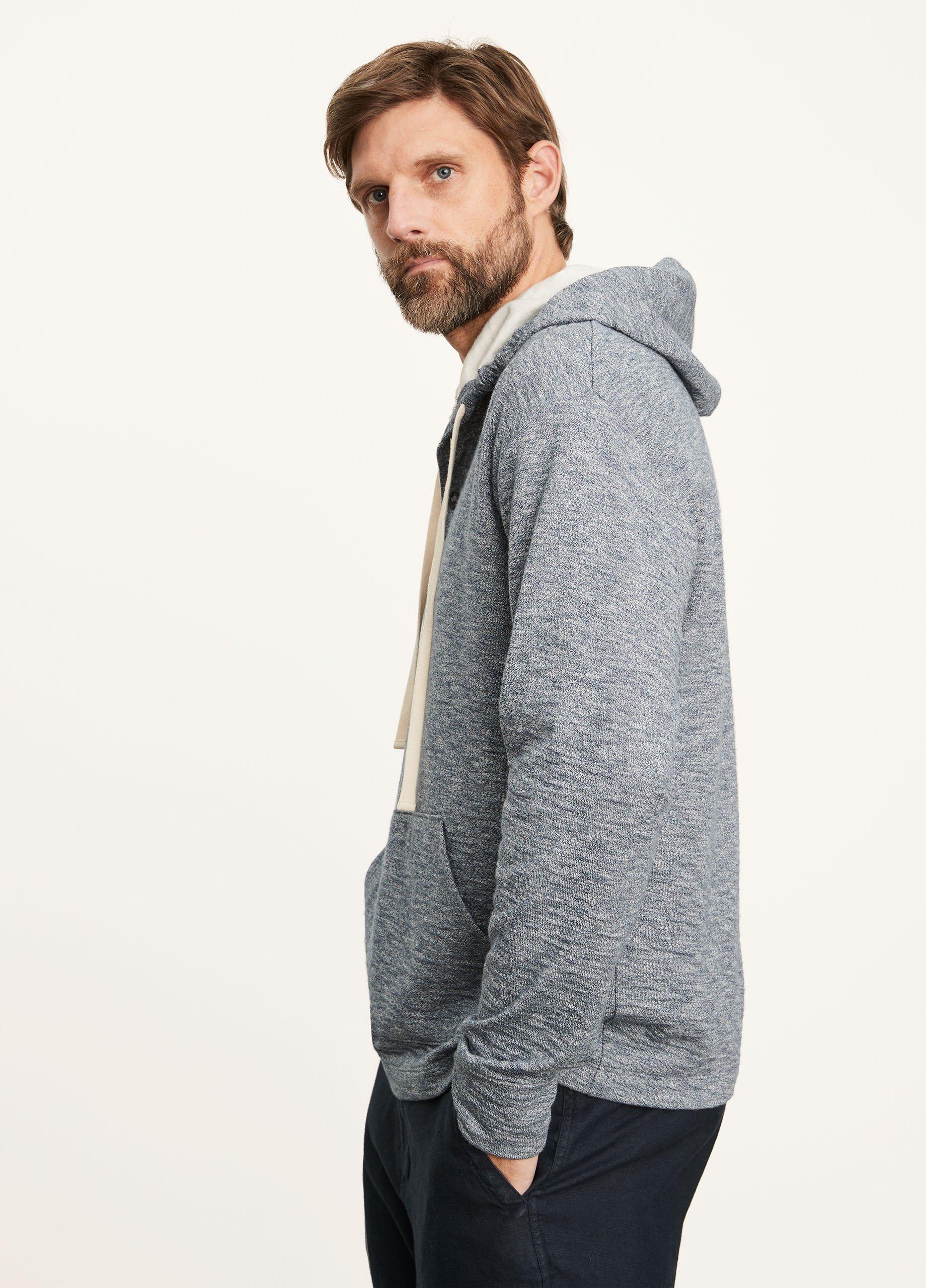 Textured Double Knit Henley Hoodie in Vince Products Men