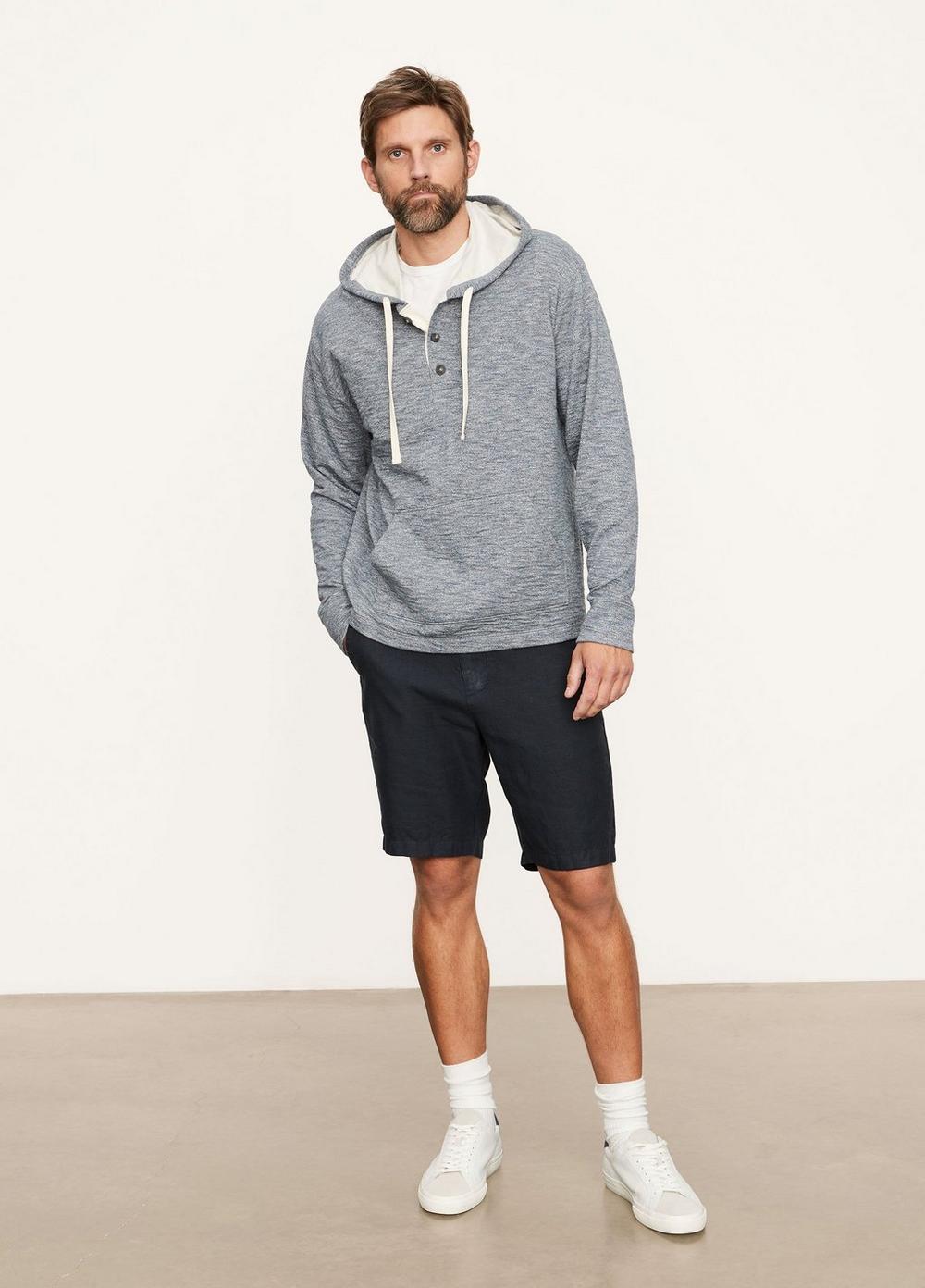 Textured Double Knit Henley Hoodie