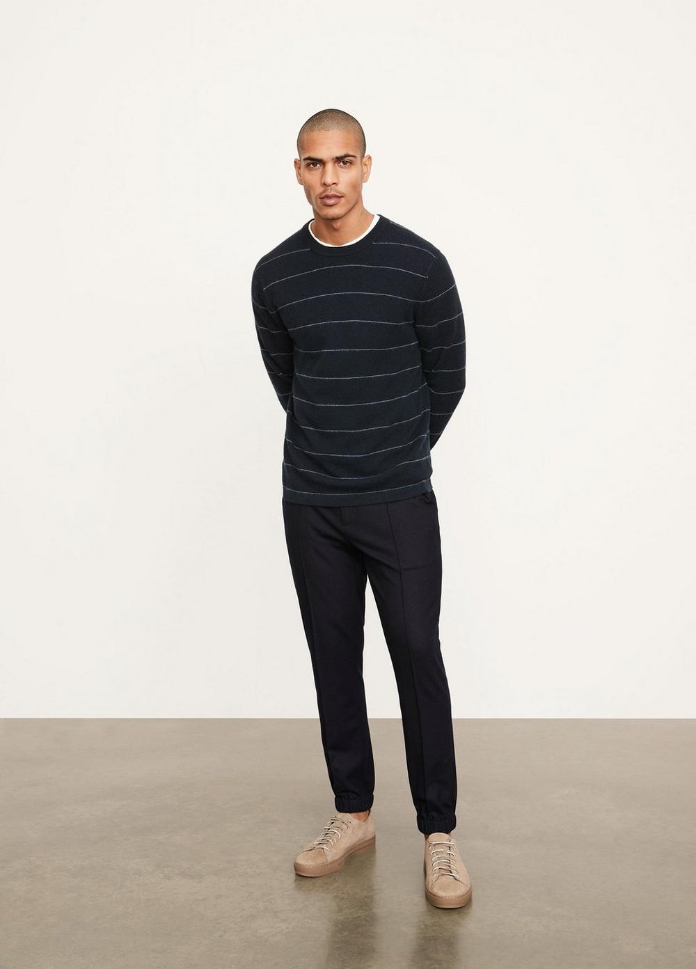 Boiled Cashmere Stripe Long Sleeve Crew