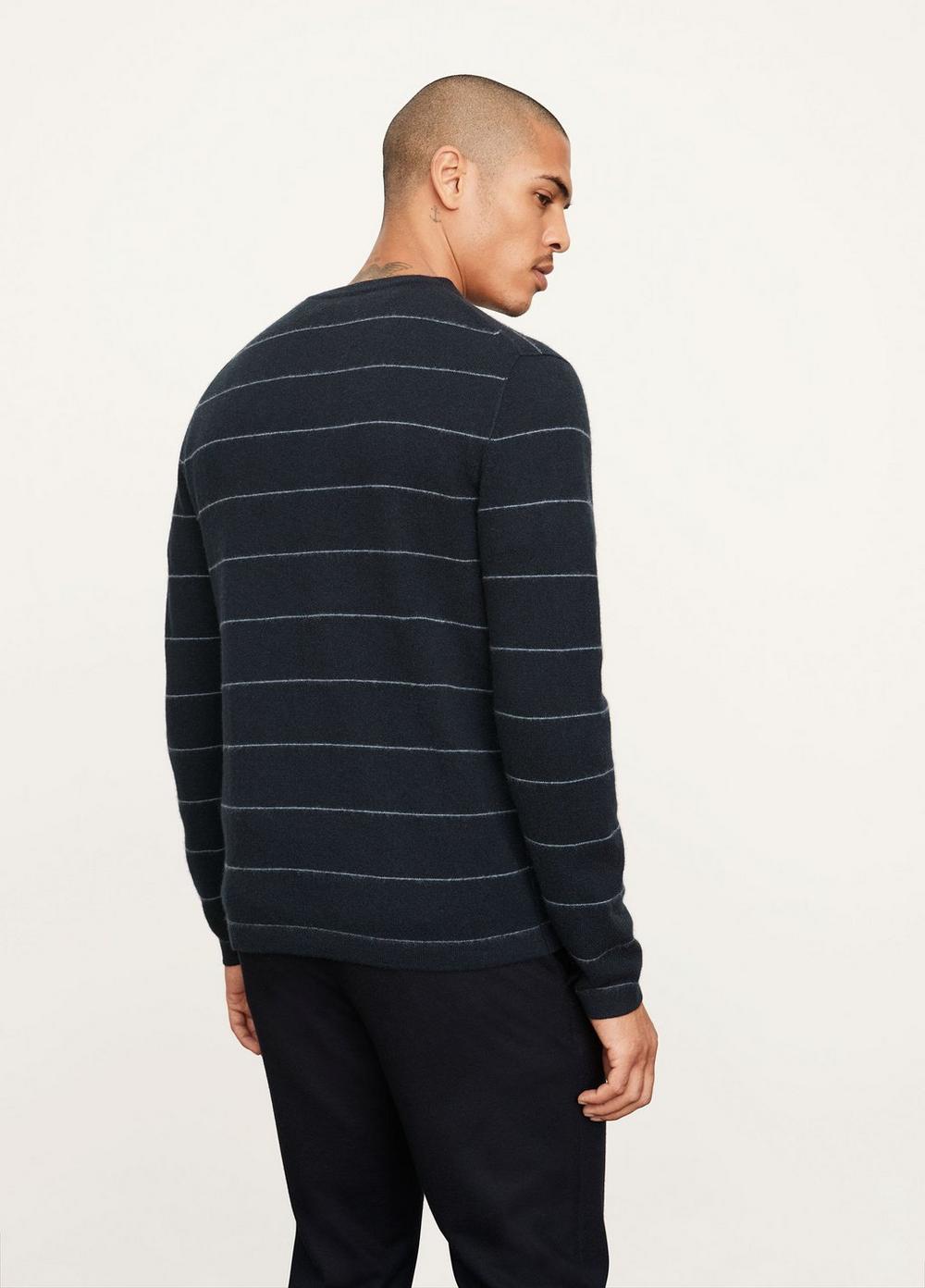Boiled Cashmere Stripe Long Sleeve Crew