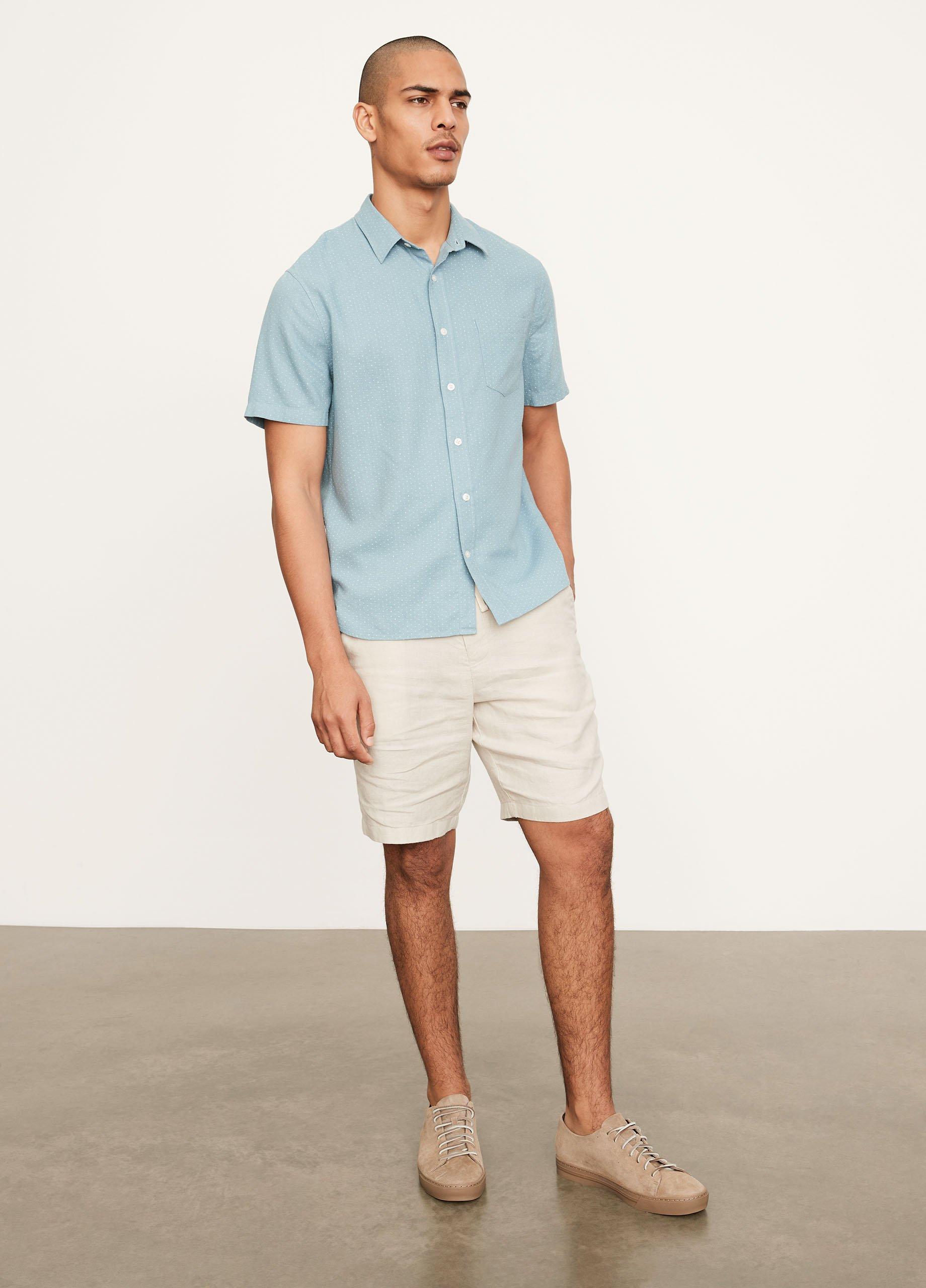 最大10 Offクーポン Linen Vince 人気ブランド ブランド 大人気 最新商品 新作 16年 Short Blue Sky メンズ Men Shirts Up Button ヴィンス Shirt Melrose Sleeve シャツ カジュアルシャツ Www Smssvg Org