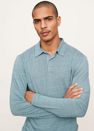 Linen Long Sleeve Polo image number 1