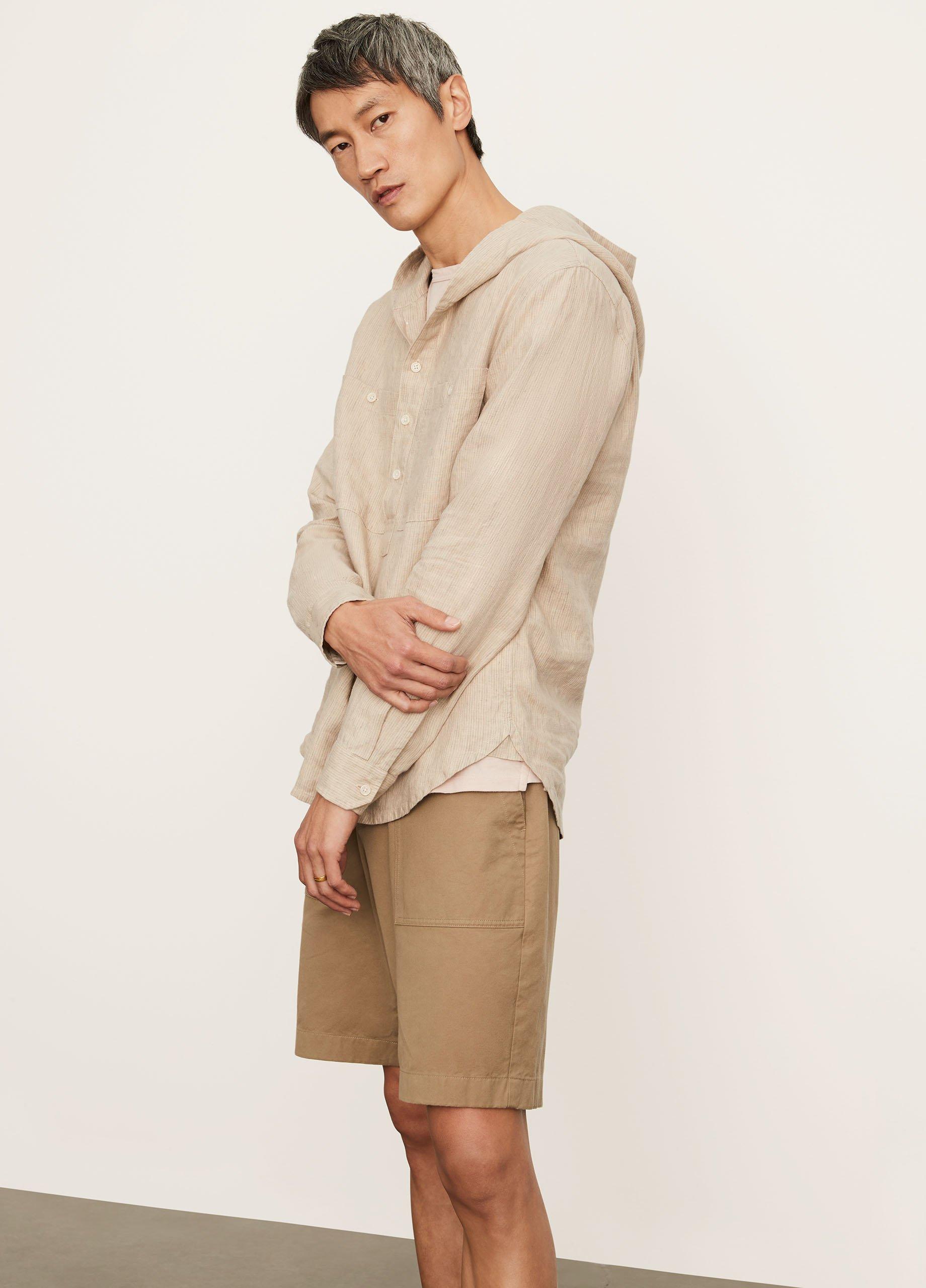 Linen Stripe Hooded Long Sleeve Popover image number 2