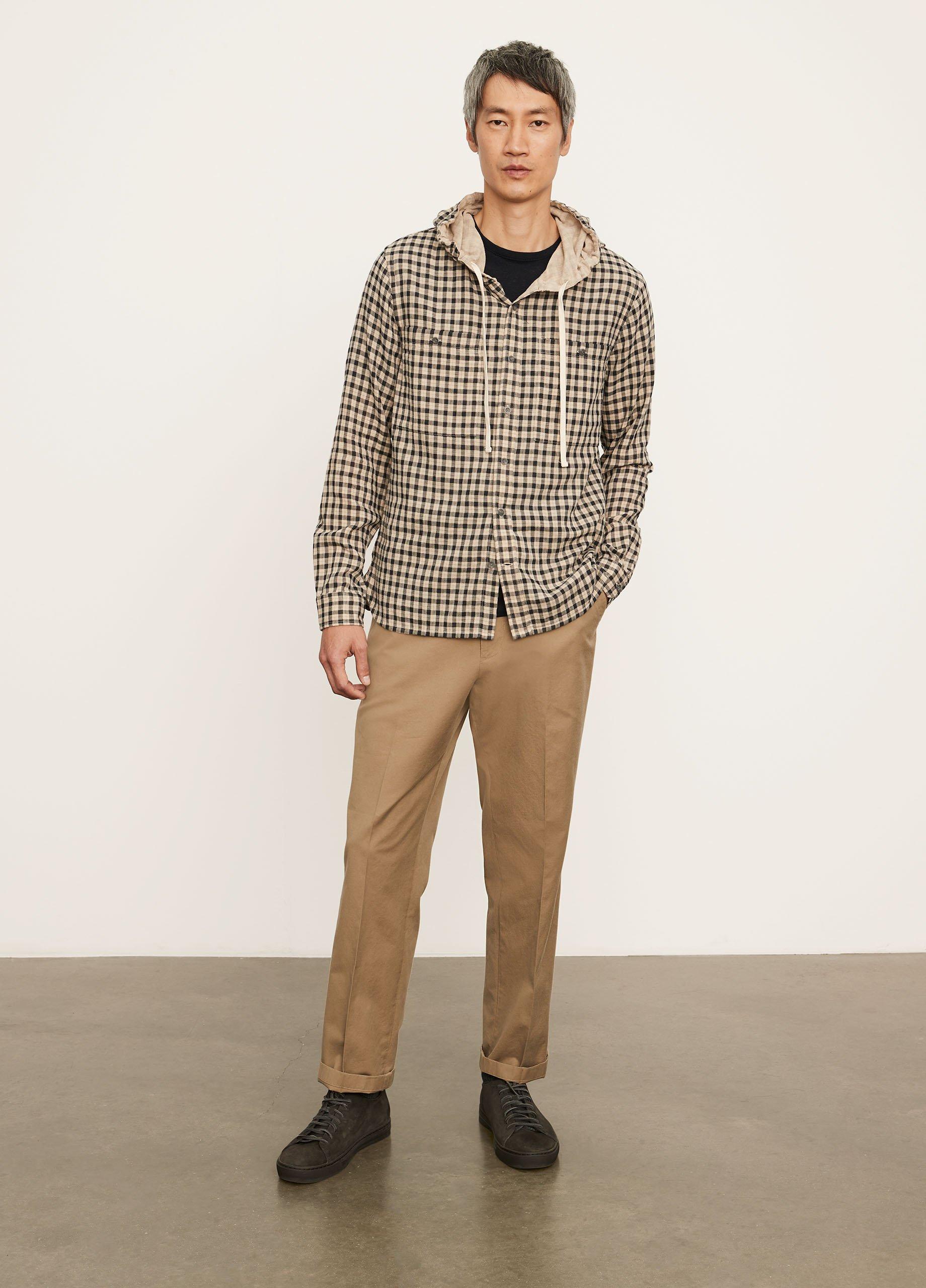 Desert Plaid Hooded Long Sleeve in Vince Products Men