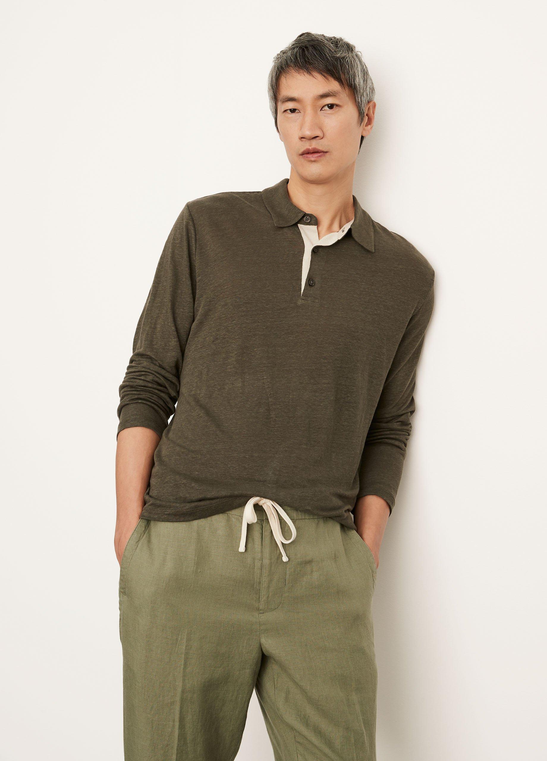 Linen Long Sleeve Polo image number 1