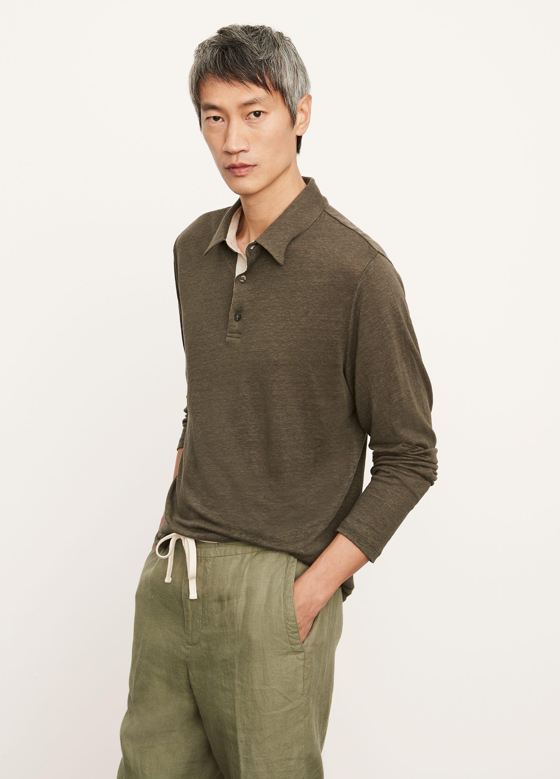 Linen Long Sleeve Polo image number 2