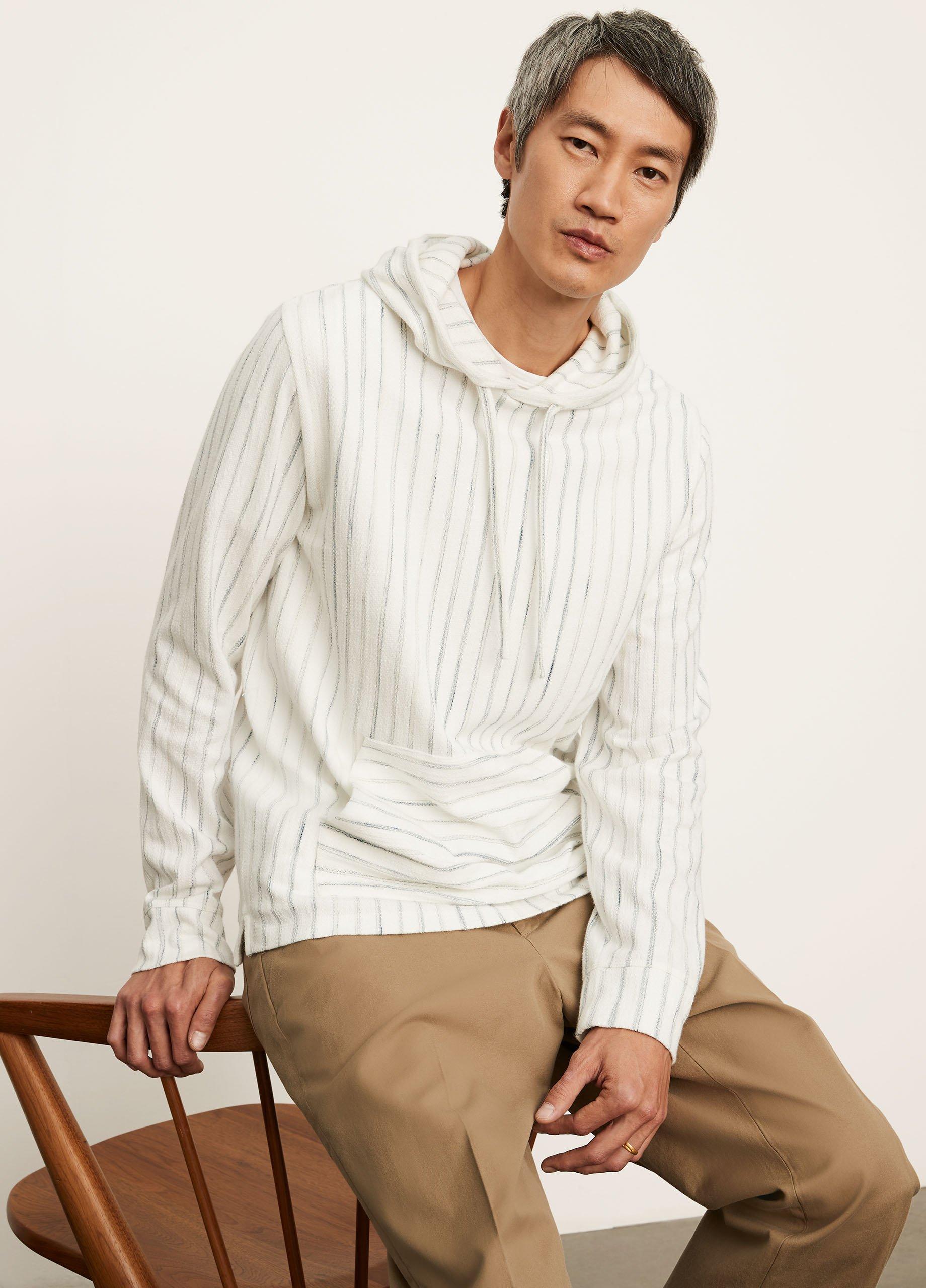 Textured Stripe Popover Hoodie image number 1