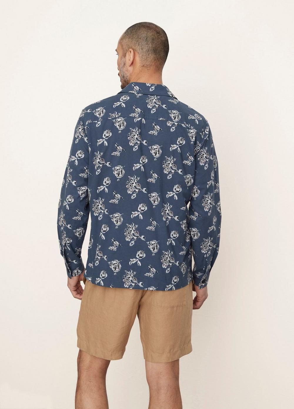 Ikat Floral Print Shirt Jacket