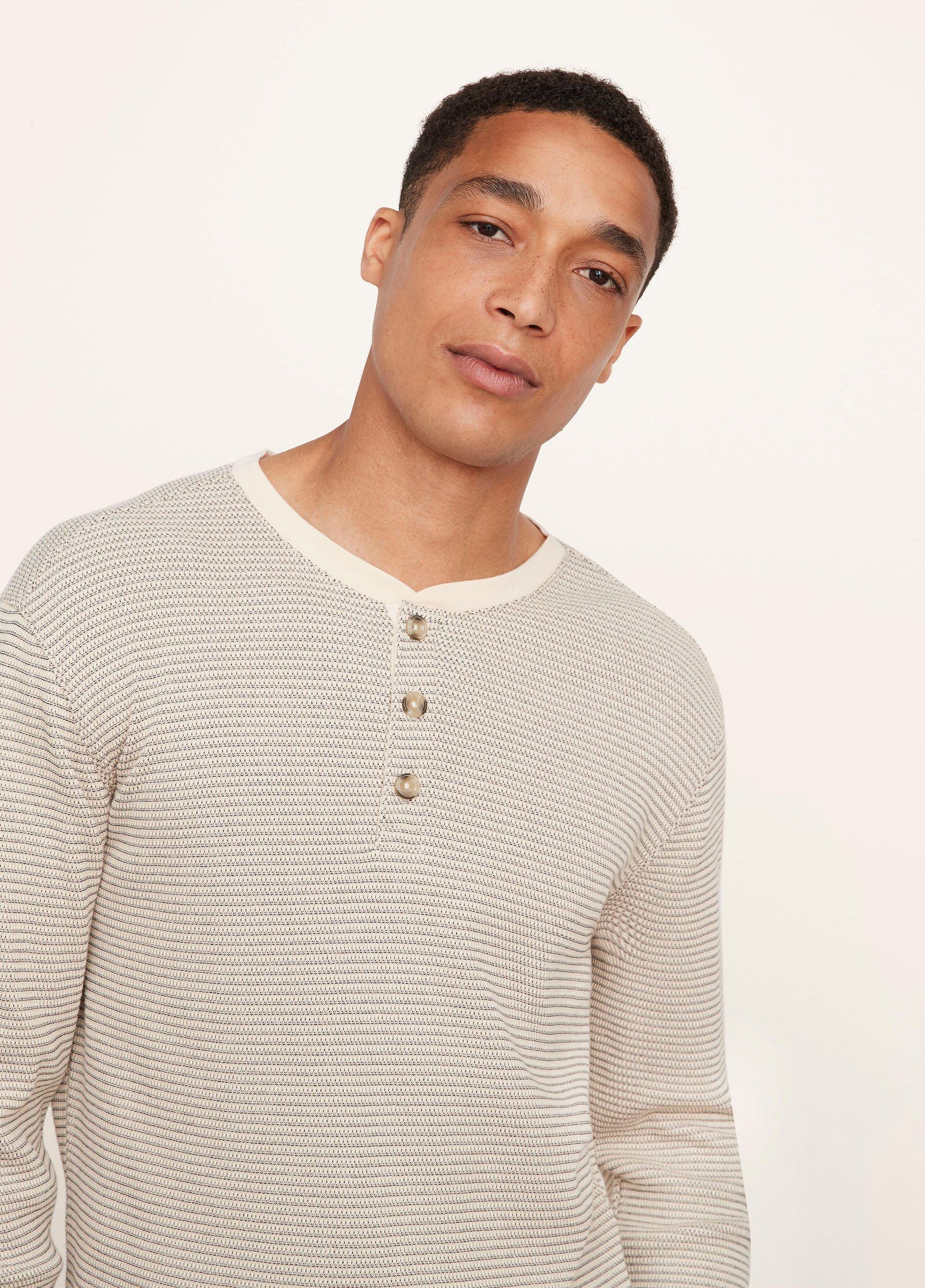 Thermal Stripe Long Sleeve Henley image number 1