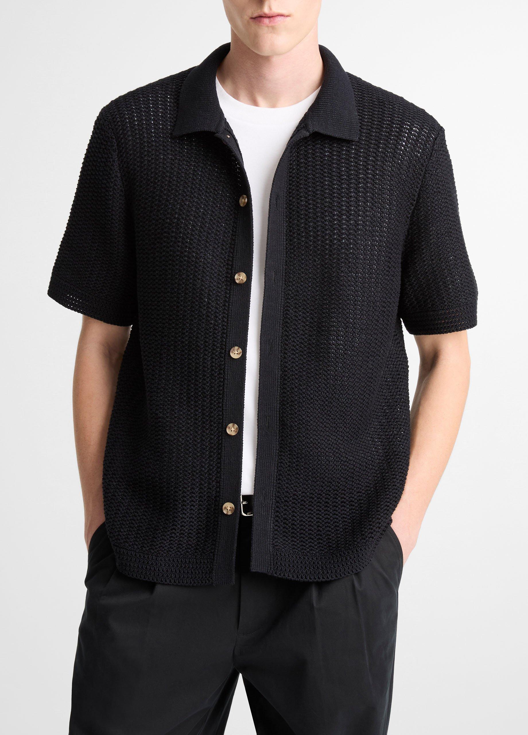 Cotton Crochet Button-Front Shirt image number 0