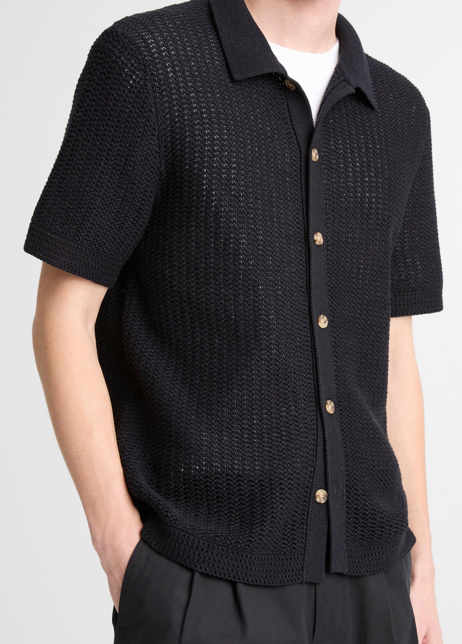 Cotton Crochet Button-Front Shirt image number 1