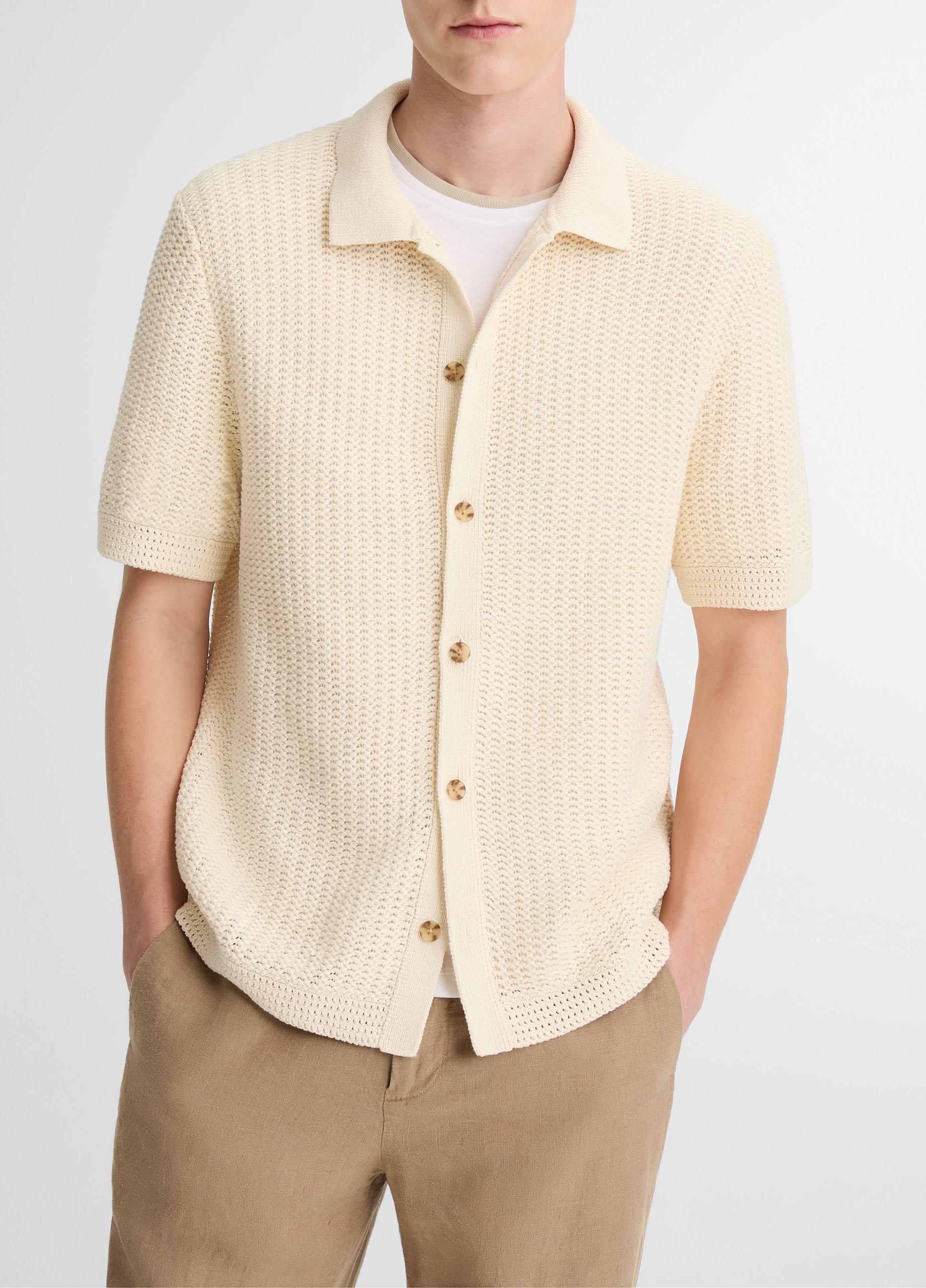 Cotton Crochet Button-Front Shirt image number 0