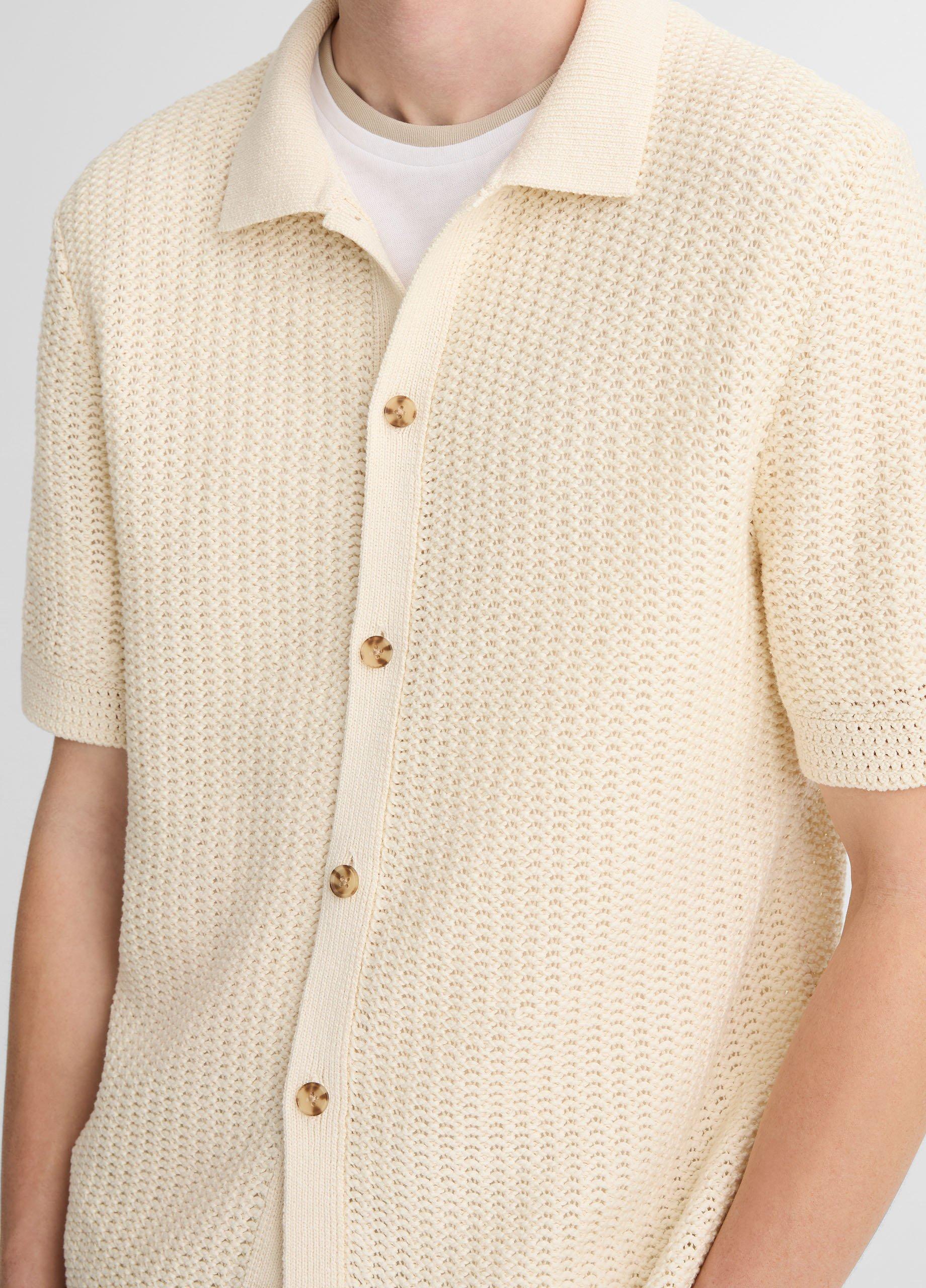 Cotton Crochet Button-Front Shirt image number 1