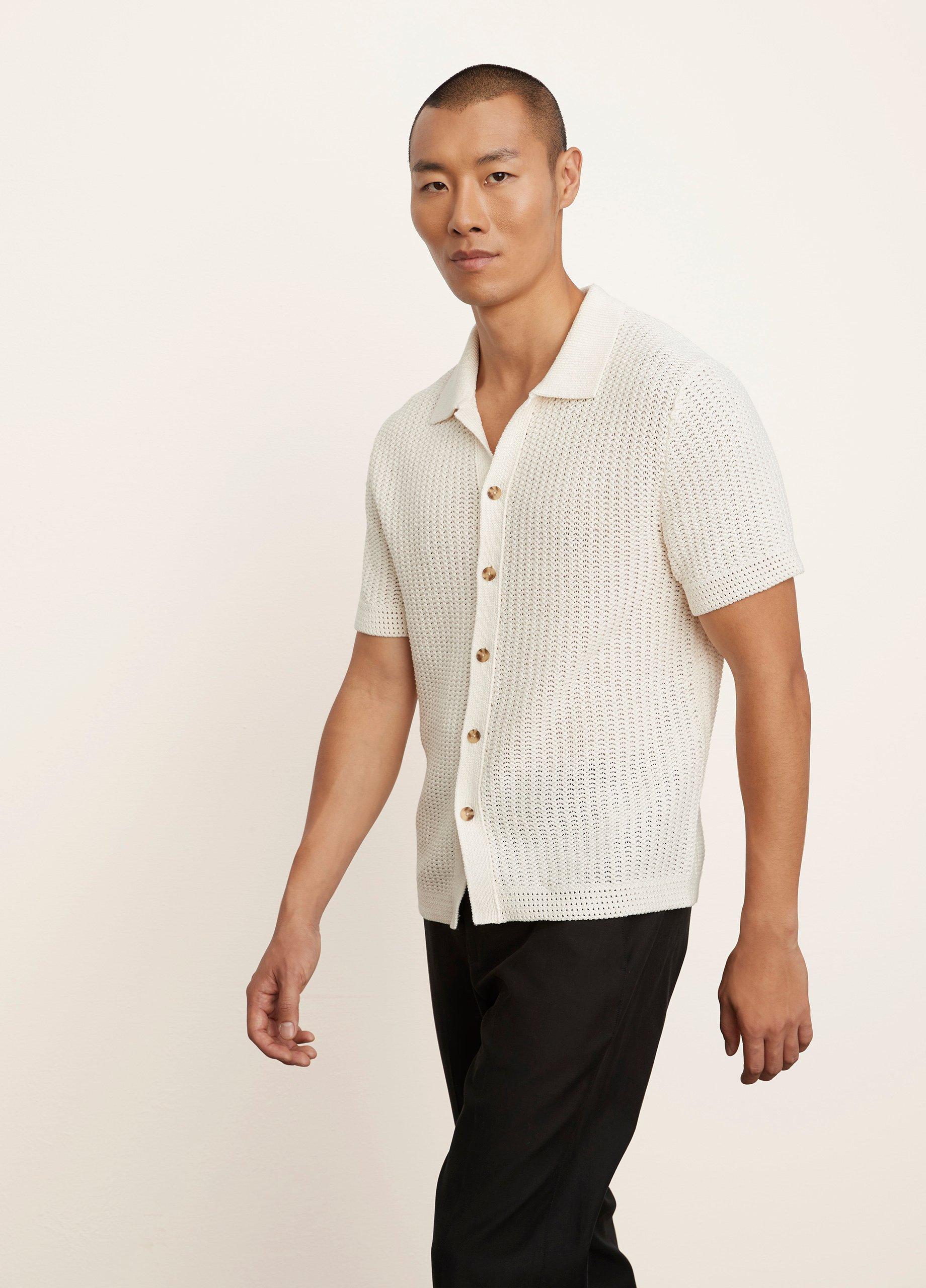 mens white short sleeve button down shirts