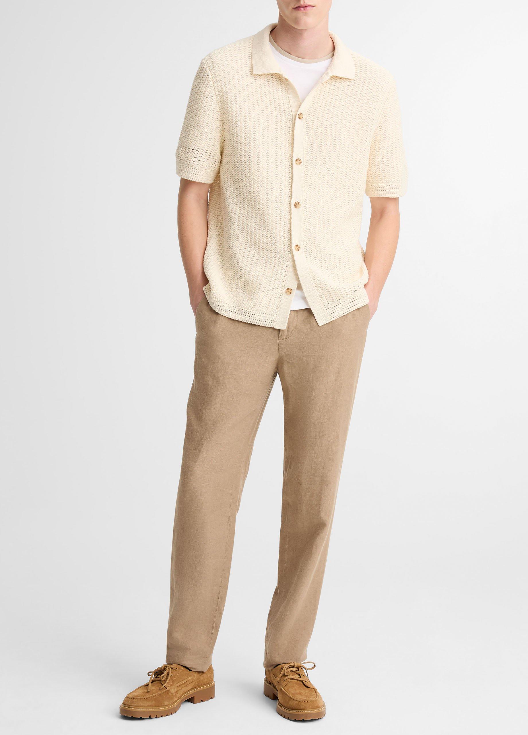 Cotton Crochet Button-Front Shirt image number 3