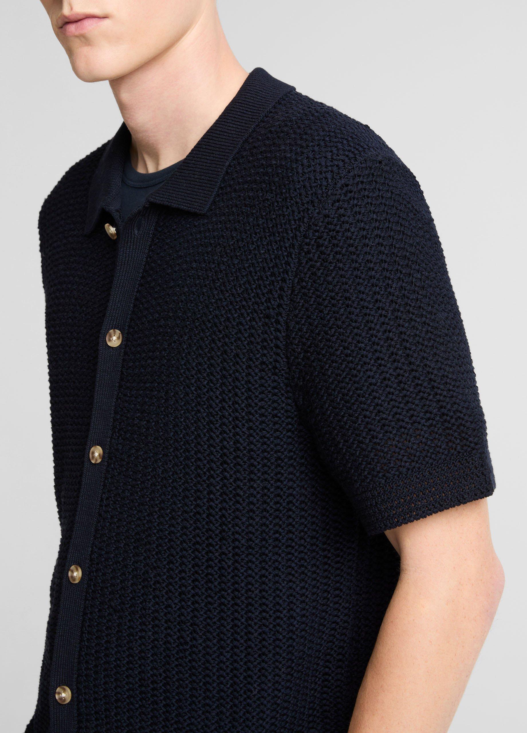 Cotton Crochet Button-Front Shirt image number 1